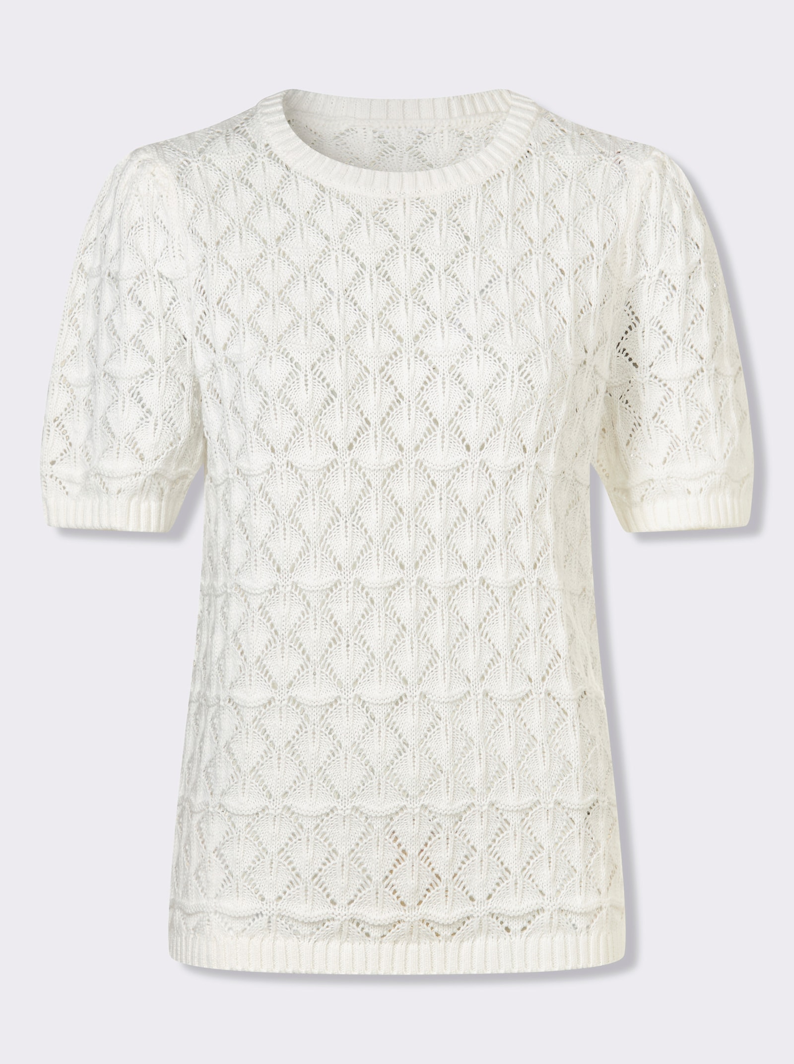 Baumwollpullover mit Faltendetails - ecru