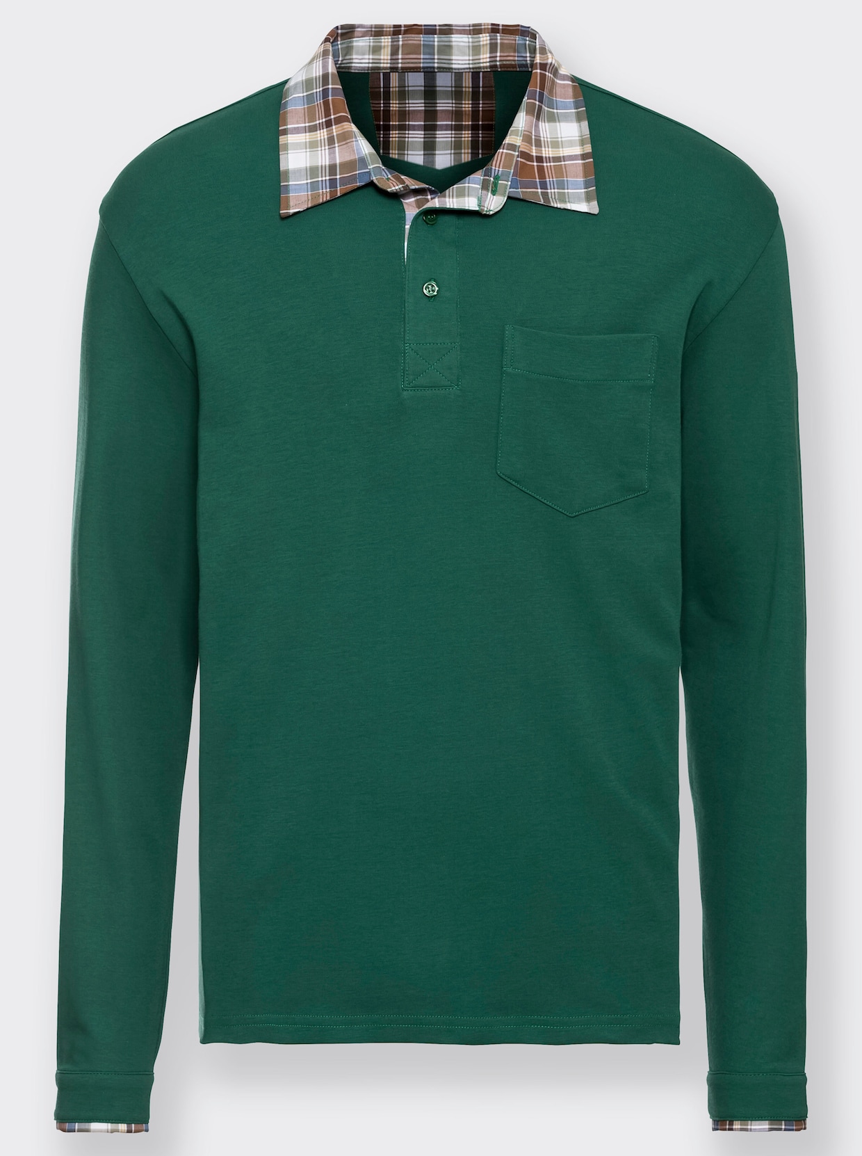 Poloshirt met lange mouwen - mosgroen