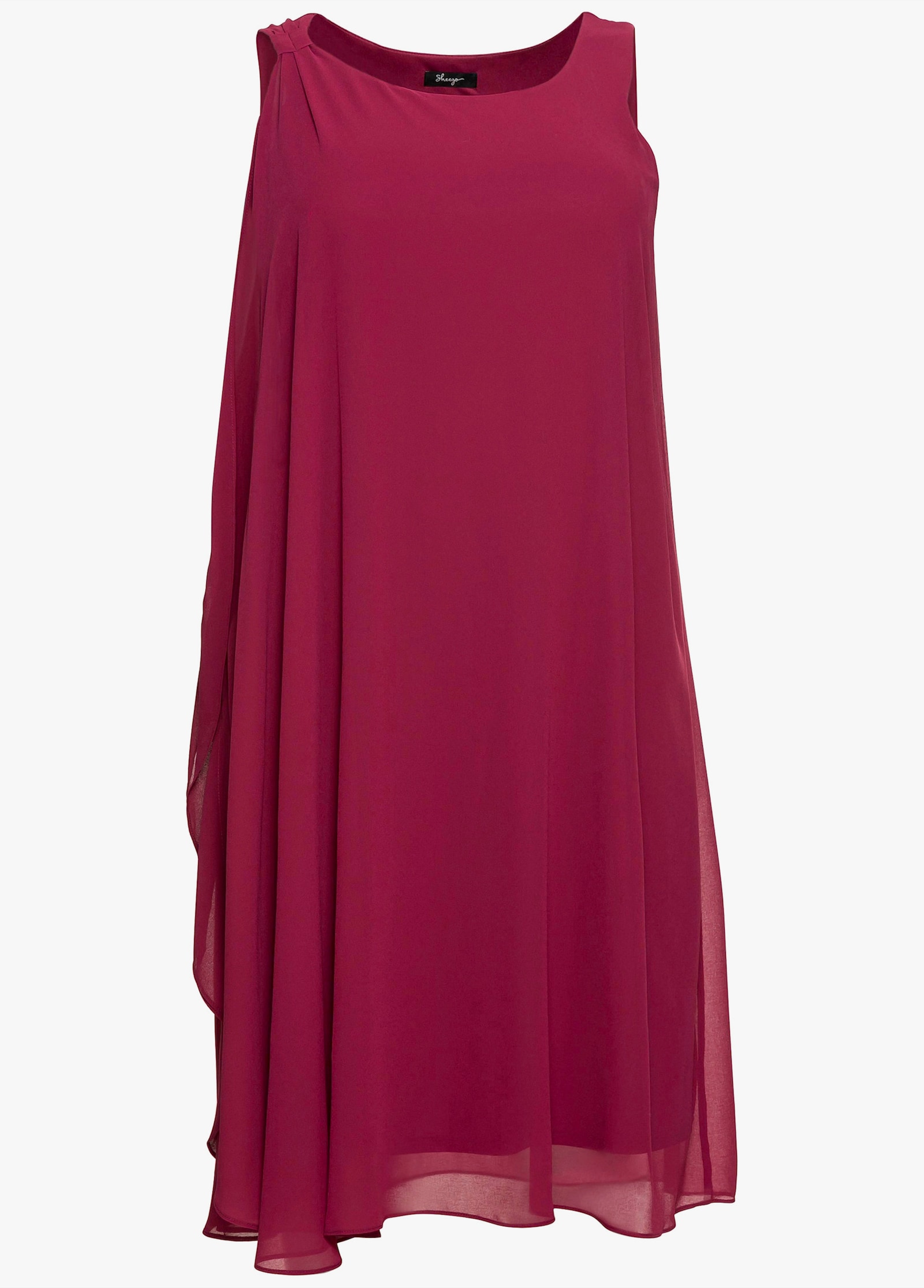 sheego Chiffonjurk in A-lijn, mouwloos - framboos