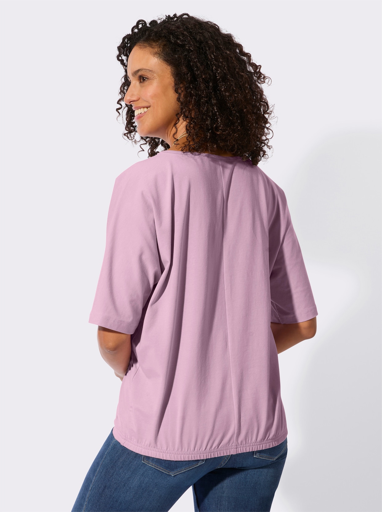 Kurzarmshirt mit Fledermausärmeln - rosé