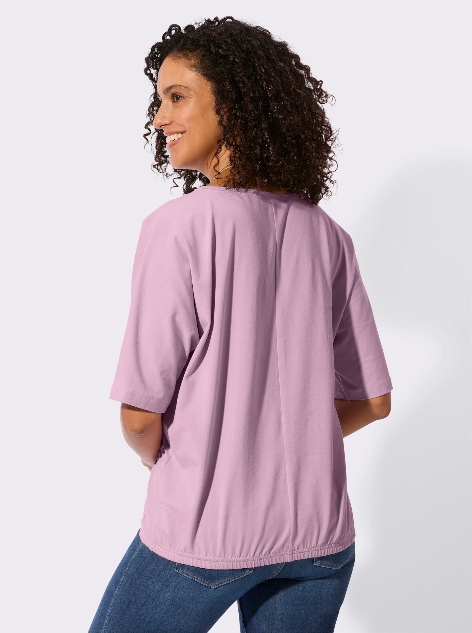 Kurzarmshirt mit Fledermausärmeln - rosé