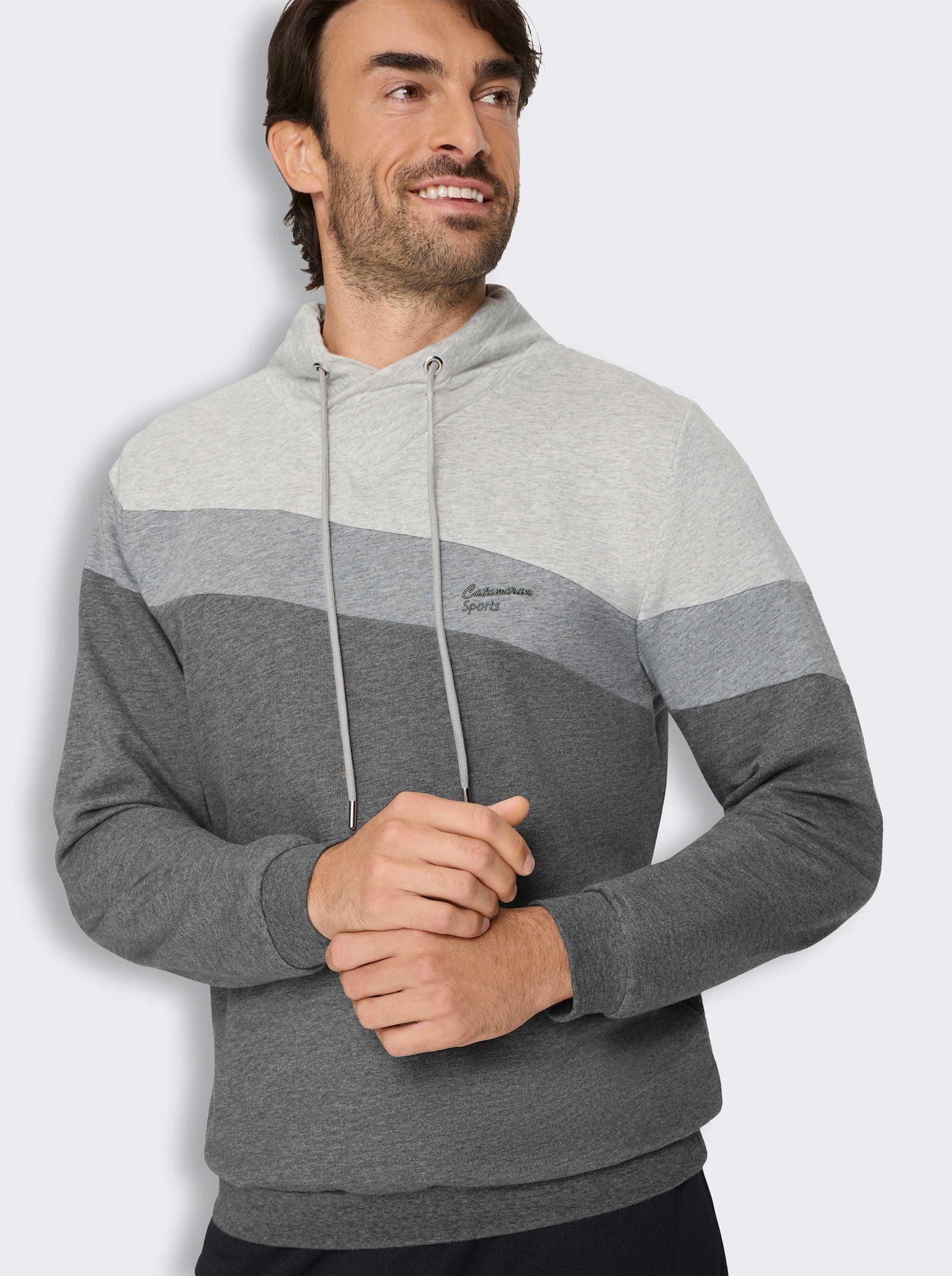 Catamaran Sports Sweatshirt mit weitenregulierbarem Kragen - anthrazit-hellgrau-meliert