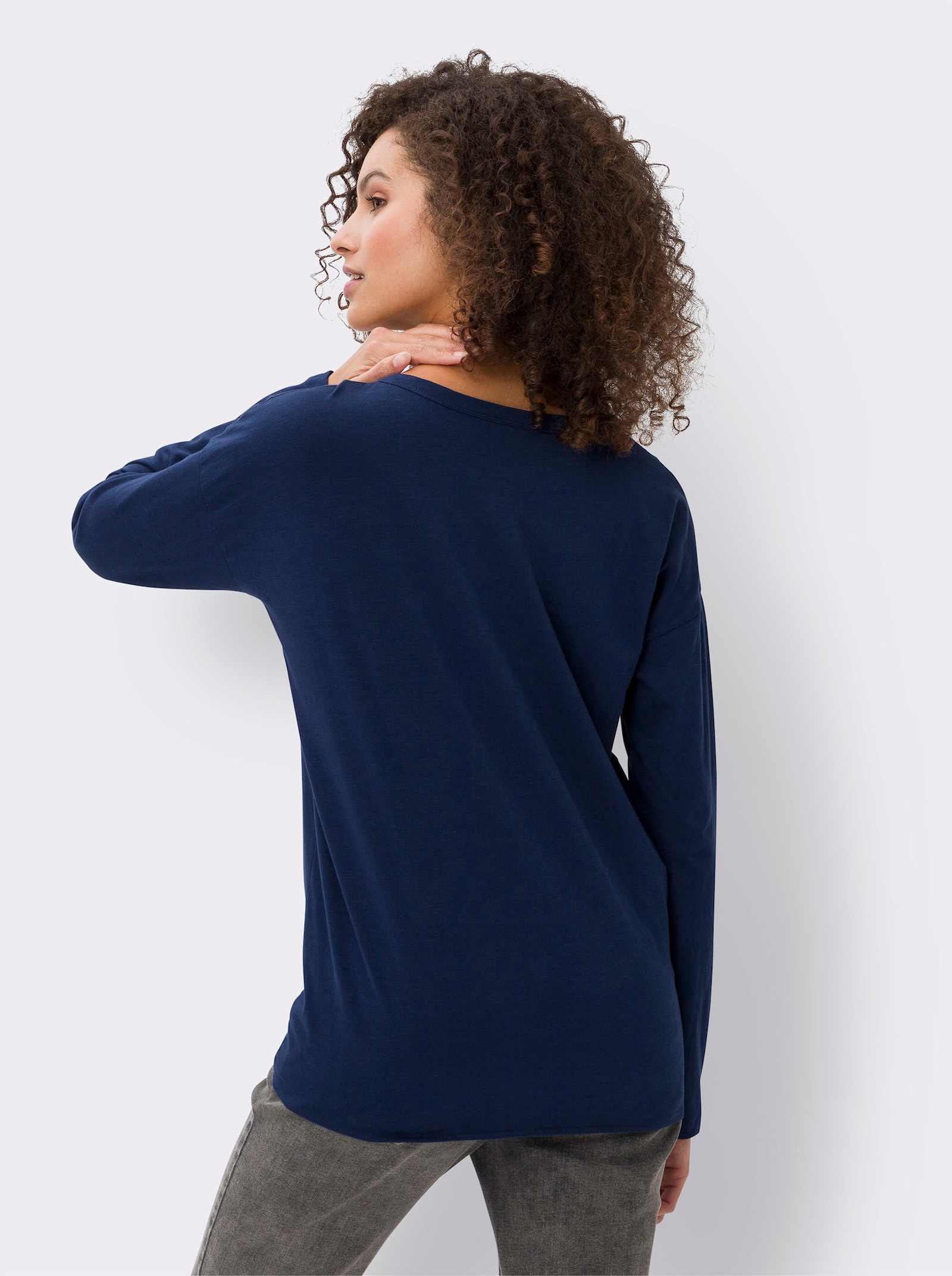 heine Langarmshirt mit Saum zum Knoten - marine