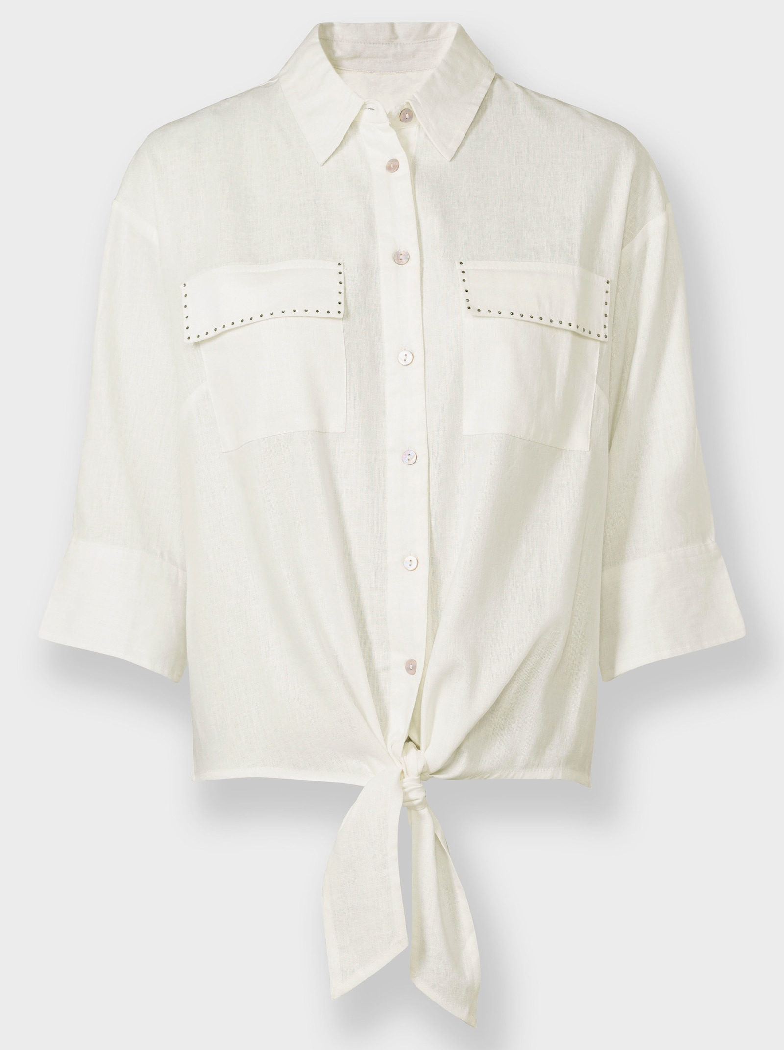 heine Overhemdblouse met linnen - ecru