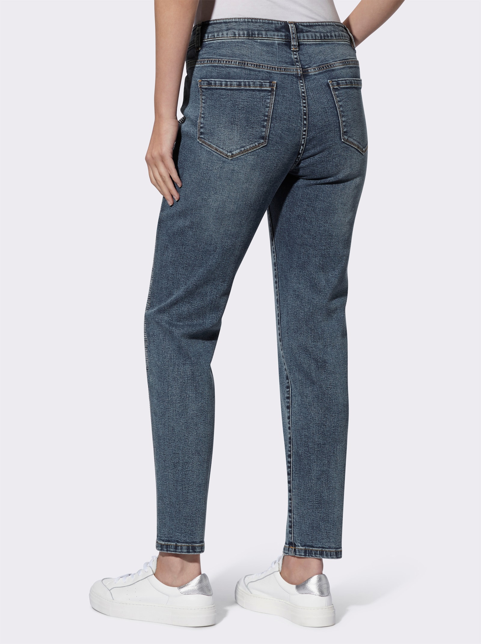 heine 5-pocketjeans met glittersteentjes - blue-stonewashed