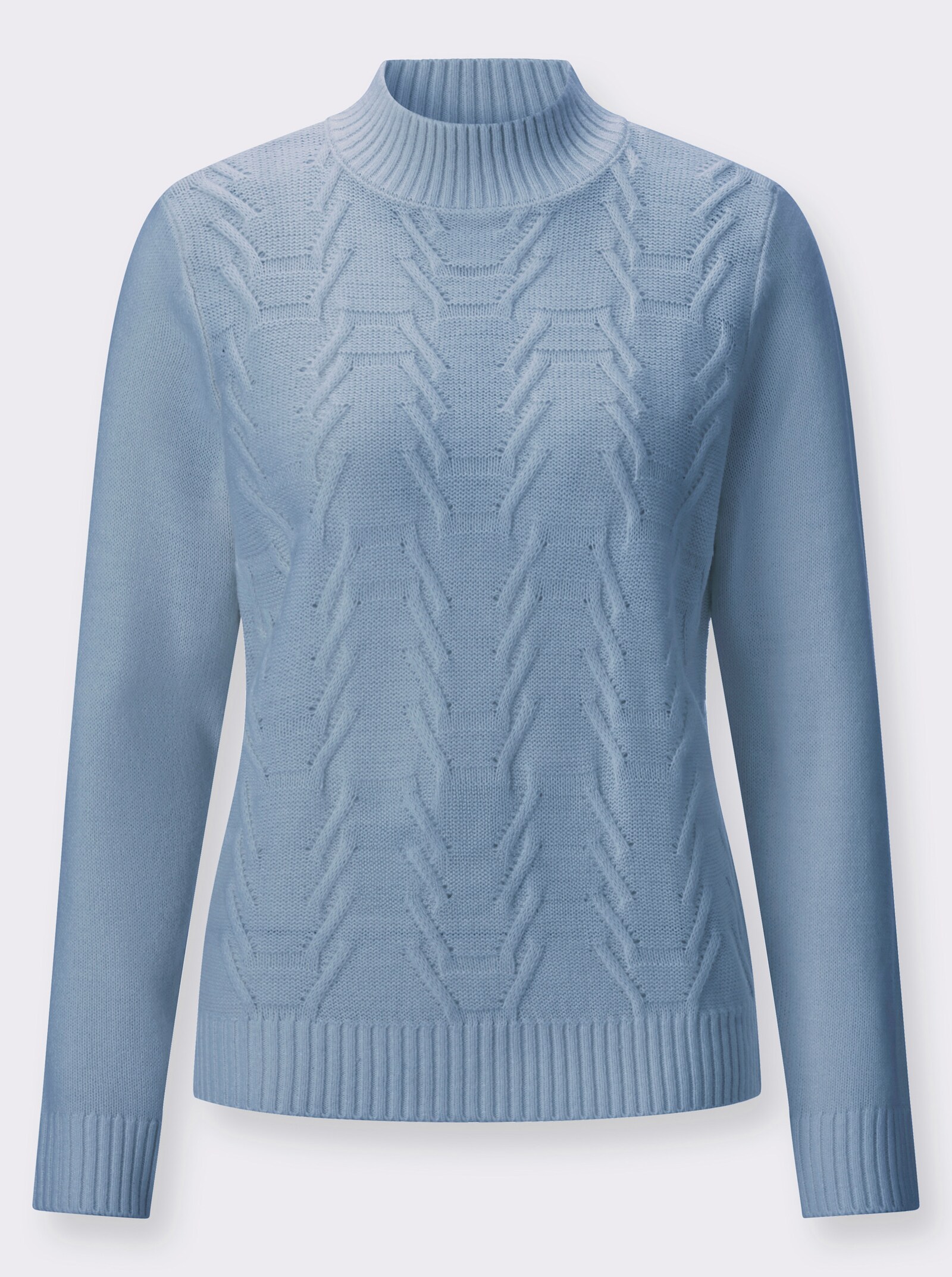 Stehkragenpullover mit Strukturmuster - bleu