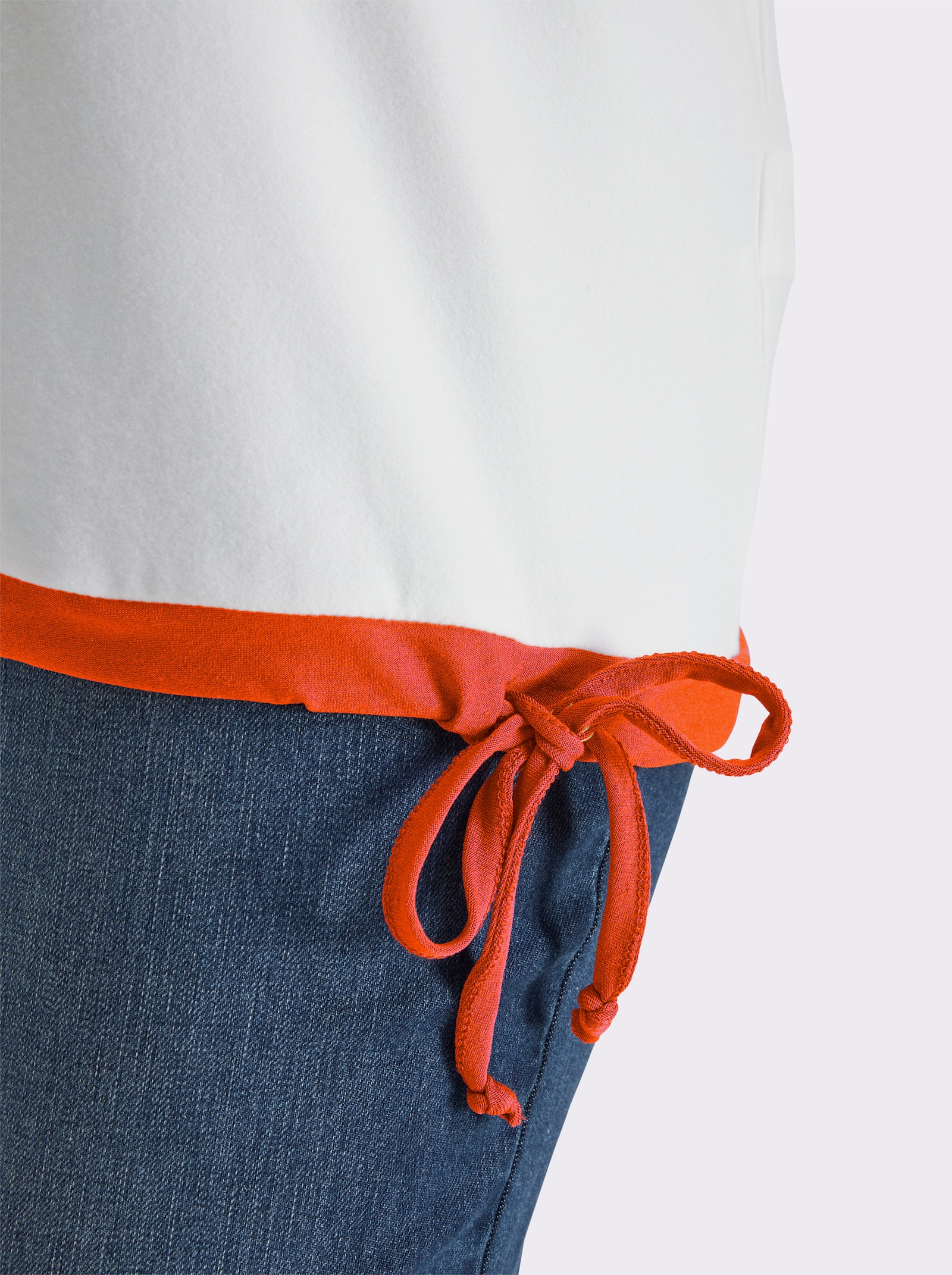 Print-Shirt mit U-Boot-Ausschnitt - ecru-orange-bedruckt