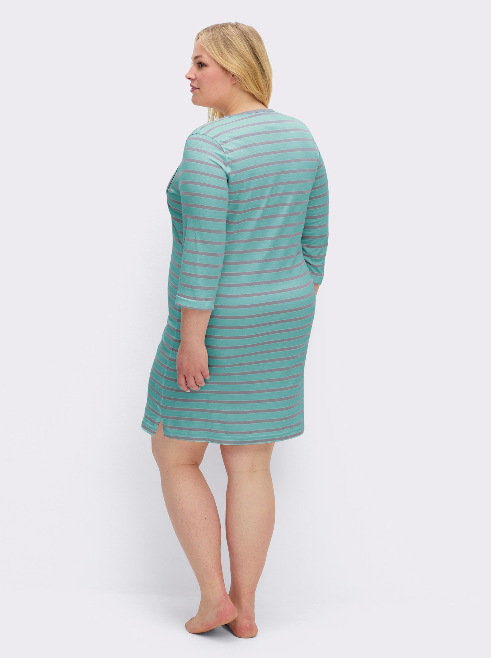 wäschepur Sleepshirts im Baumwoll-Mix - grau-meliert + mint