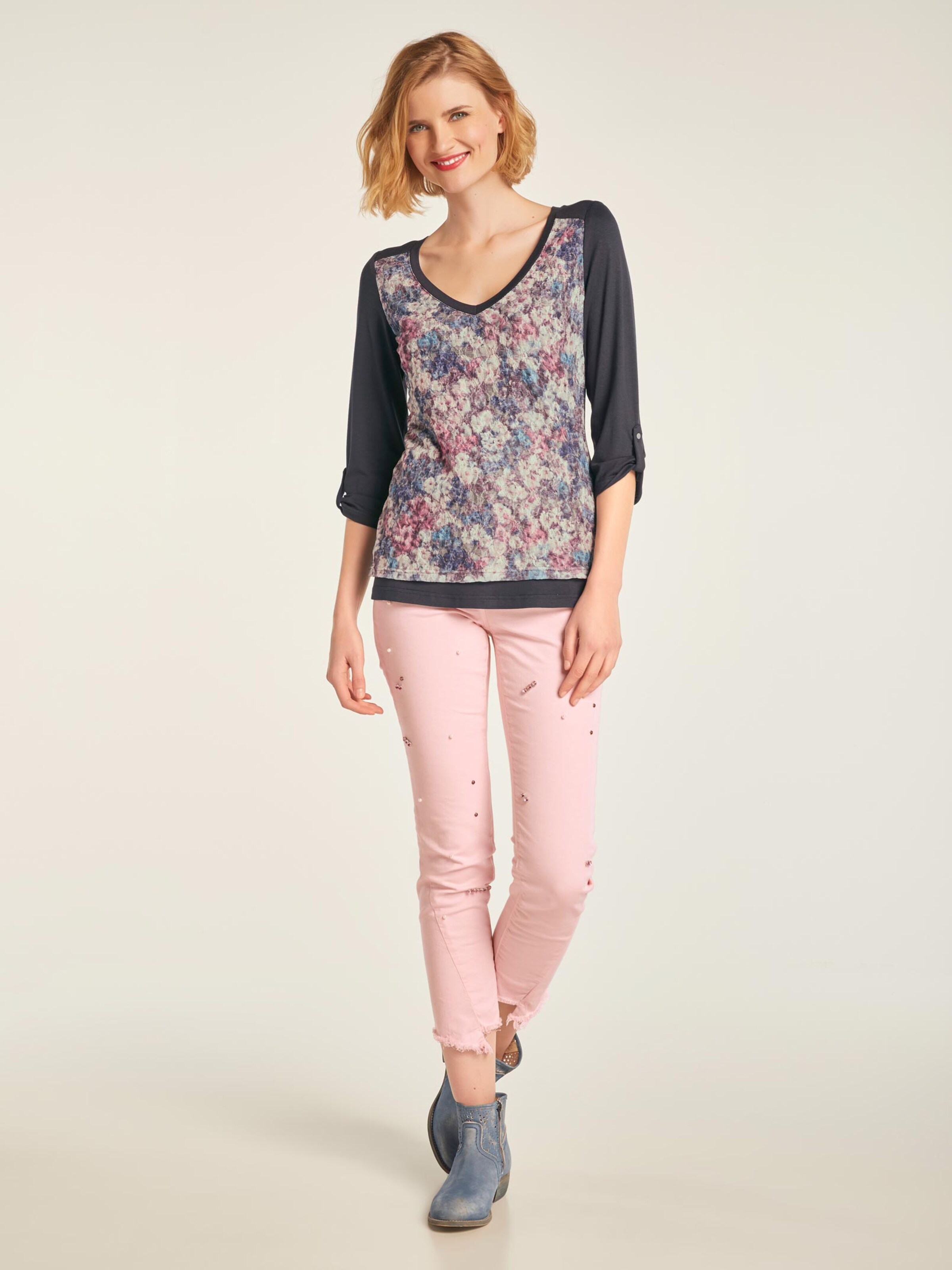 Damenmode Shirts Linea Tesini Spitzenshirt in bunt Damenmode Shirts Linea Tesini Spitzenshirt in bunt