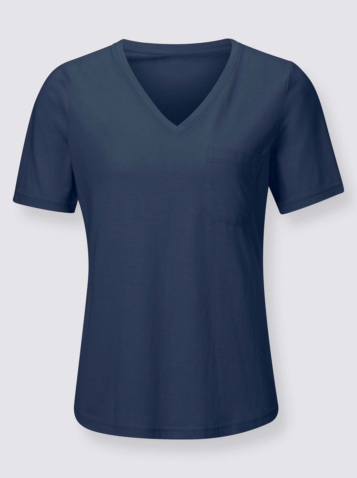 Shirt met v-hals - donkerblauw