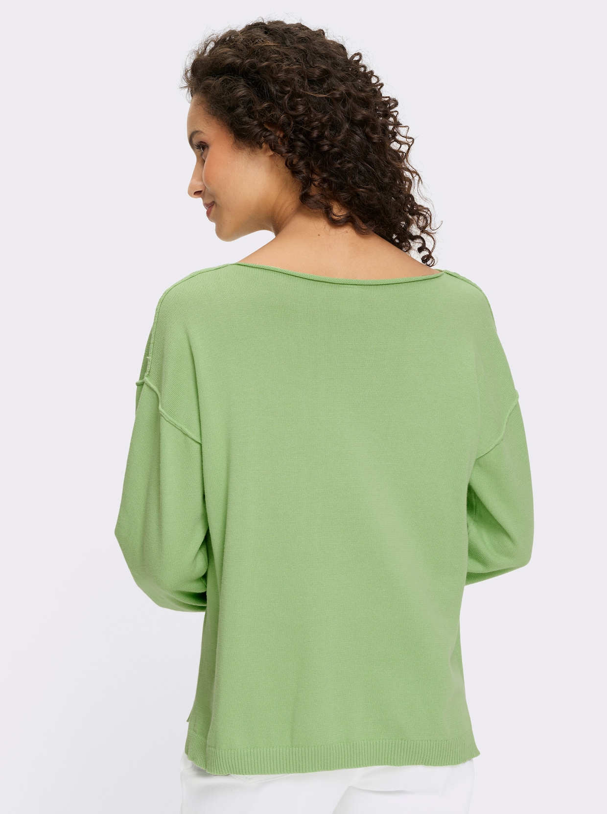 heine Baumwollpullover mit Seitenschlitzen - reseda