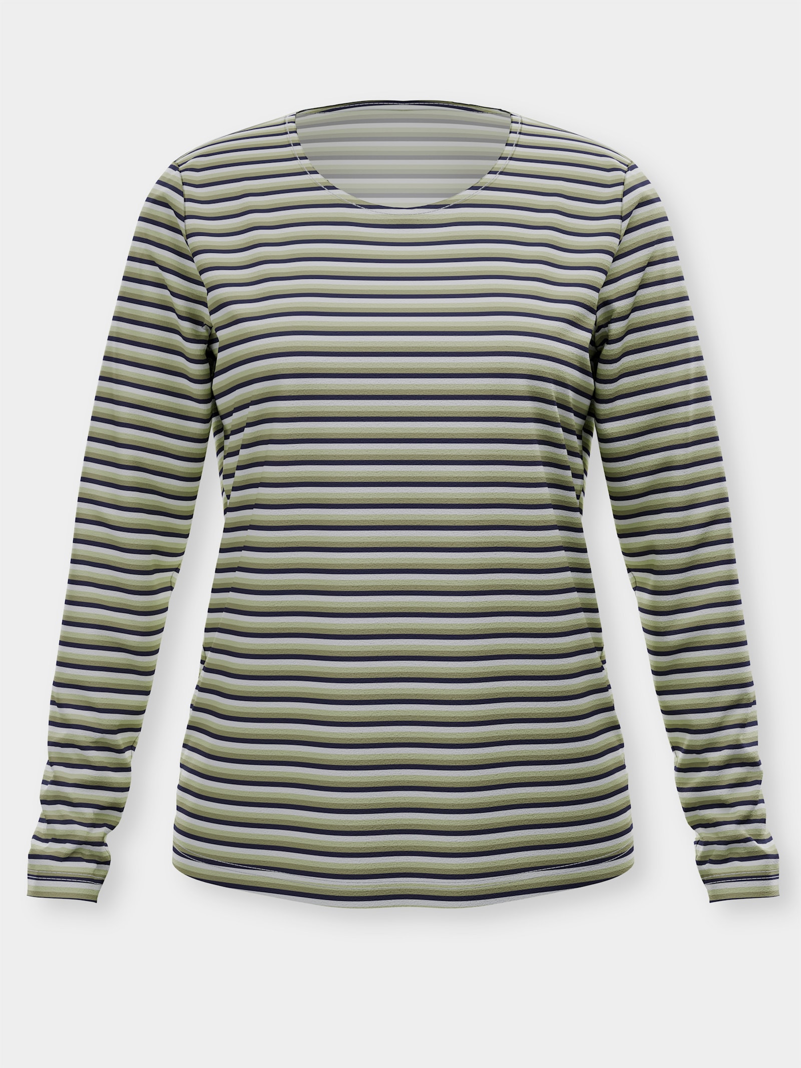 Langarmshirt in Baumwoll-Qualität, gestreift - schilf-marine-geringelt