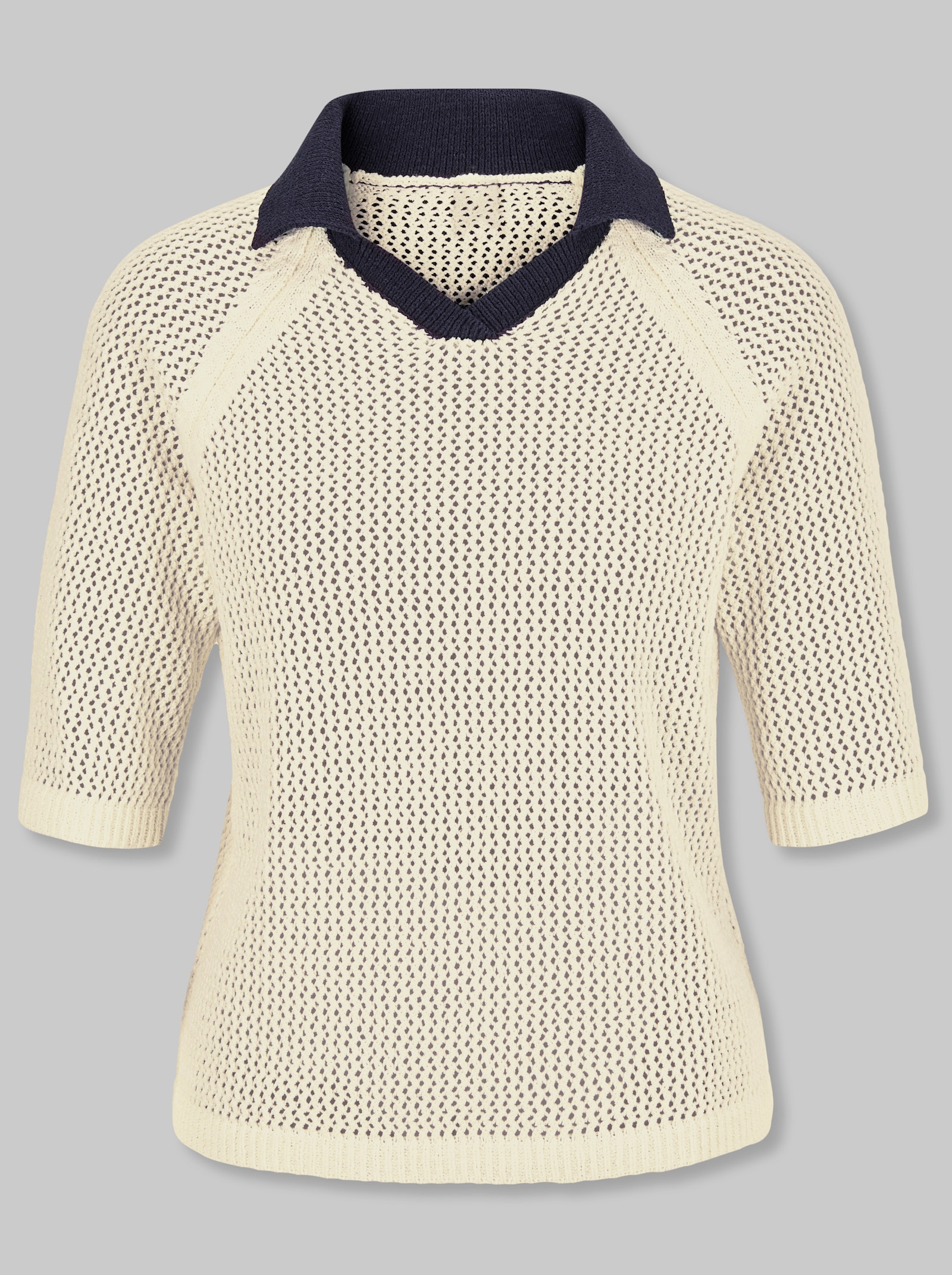 heine Ajourpullover mit Polokragen - champagner