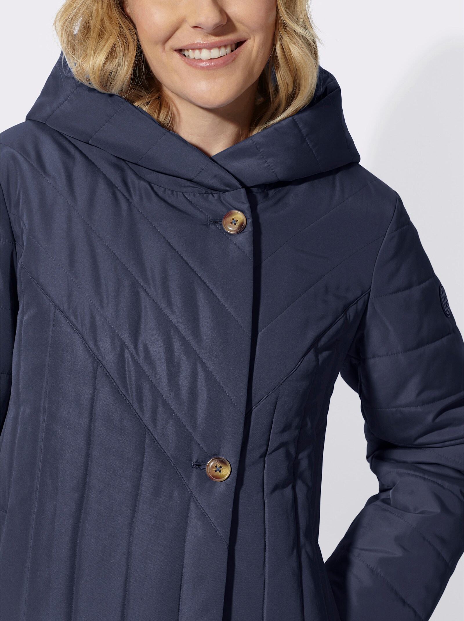 Steppjacke mit Kapuzenkragen - marine