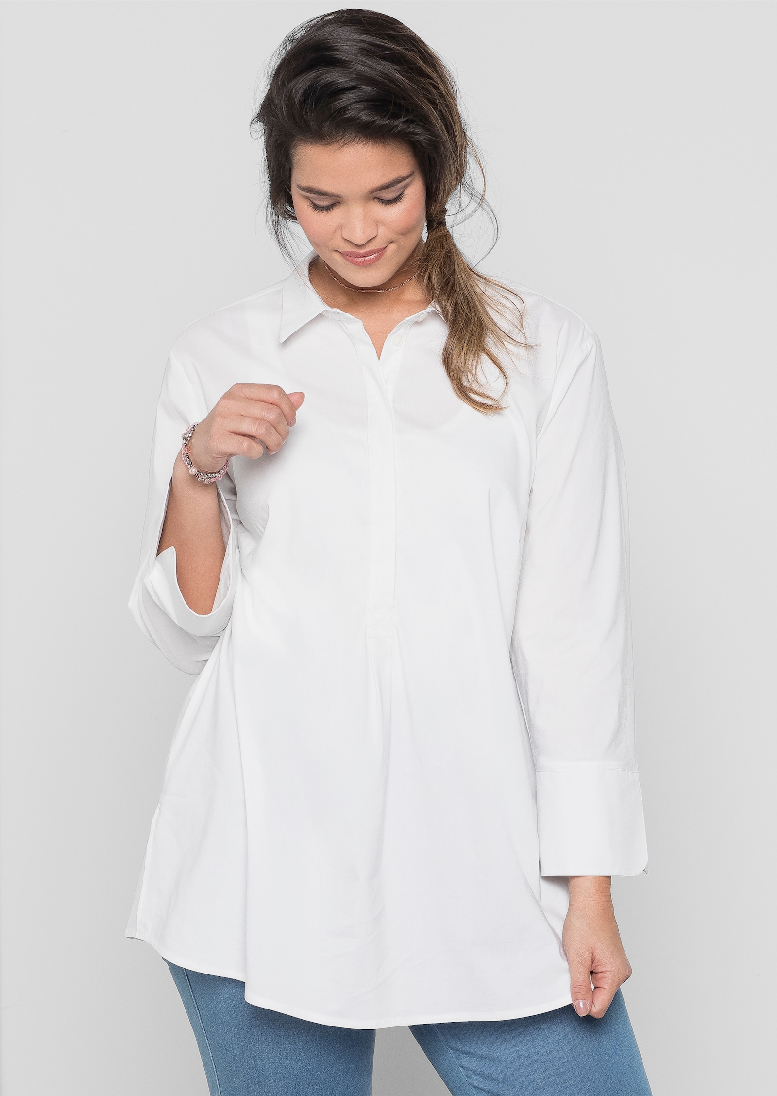 sheego Tunika in leichter A-Linie - weiss