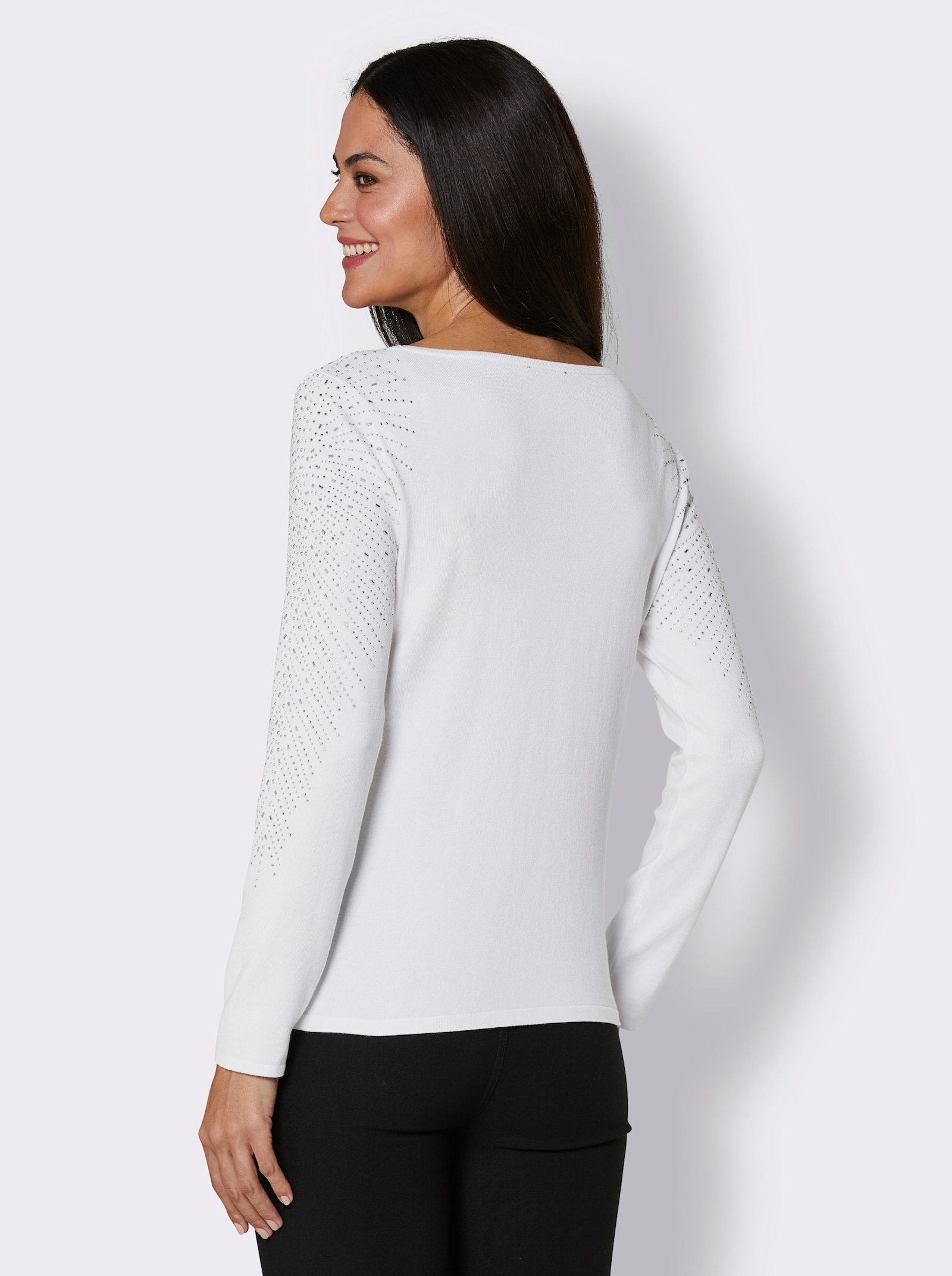 CREATION L PREMIUM Pullover met 3/4-mouwen van fijntricot - wit