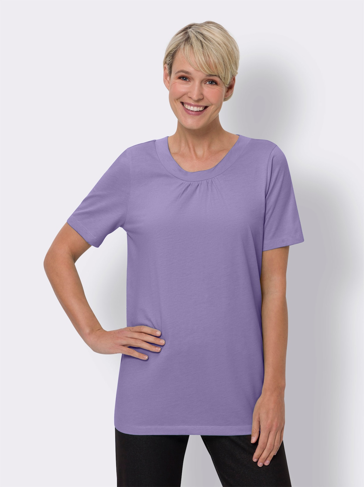 Lang shirt - lavendel gemêleerd