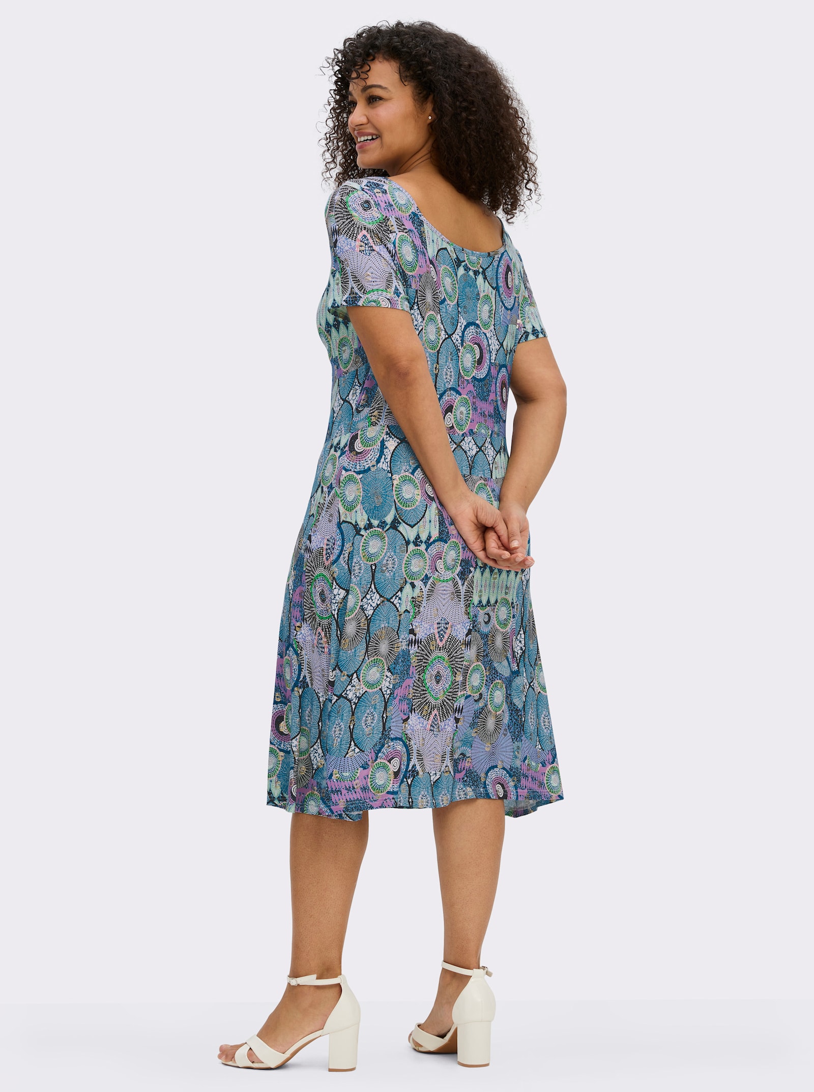 sheego by Joe Browns Jerseykleid mit herzförmigem Ausschnitt - topas-orchidee-bedruckt