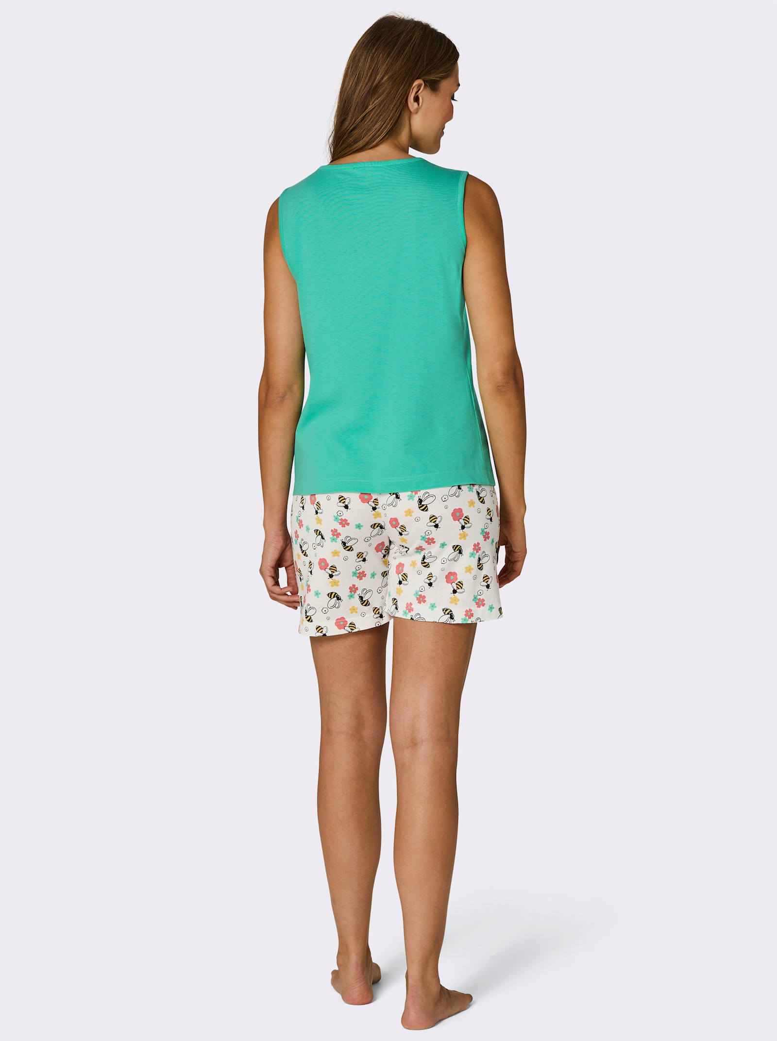 wäschepur Shortys - blaugrün-gelb-bedruckt + flamingo