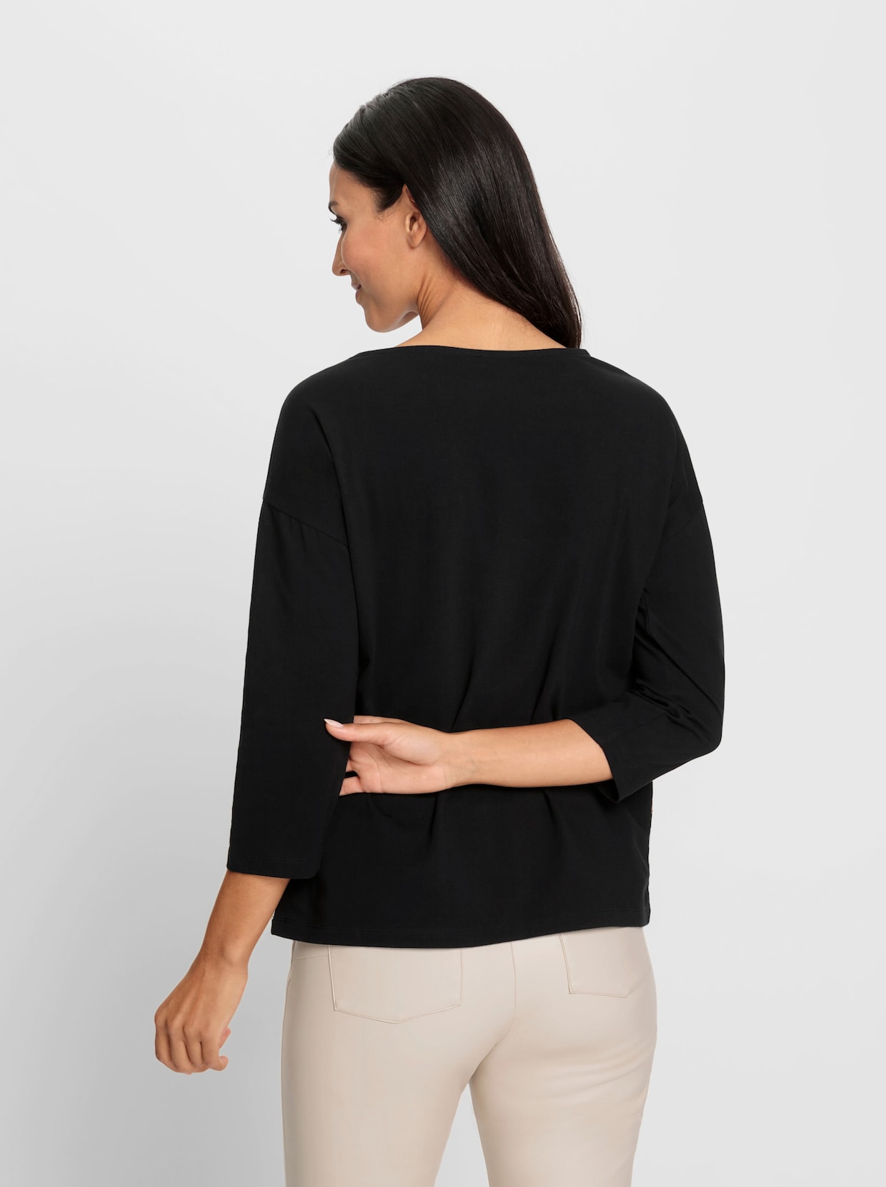 heine T-shirt à manches 3/4 - chamois-noir imprimé