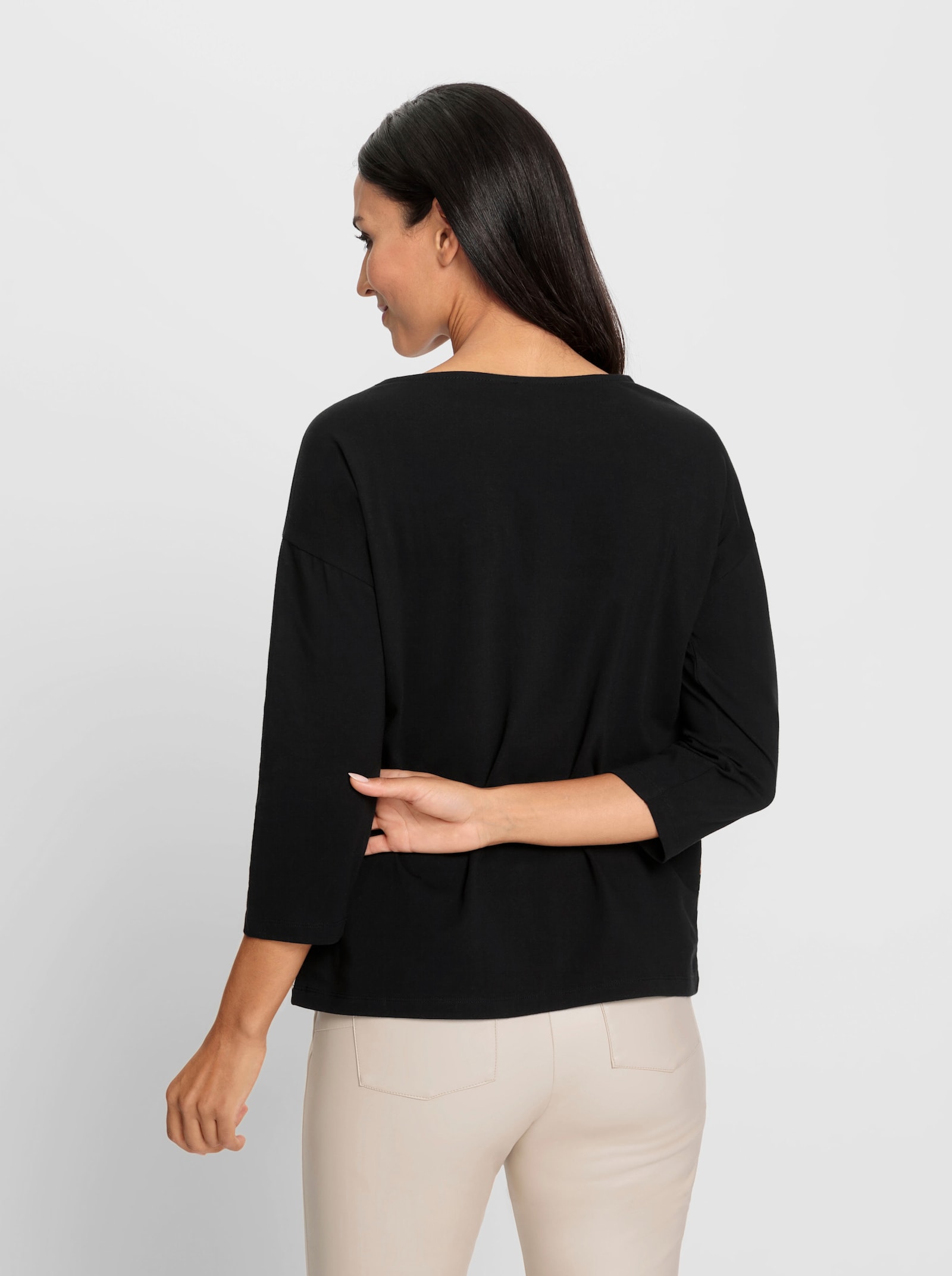 heine Shirt met 3/4-mouwen en etnoprint - camel/zwart geprint