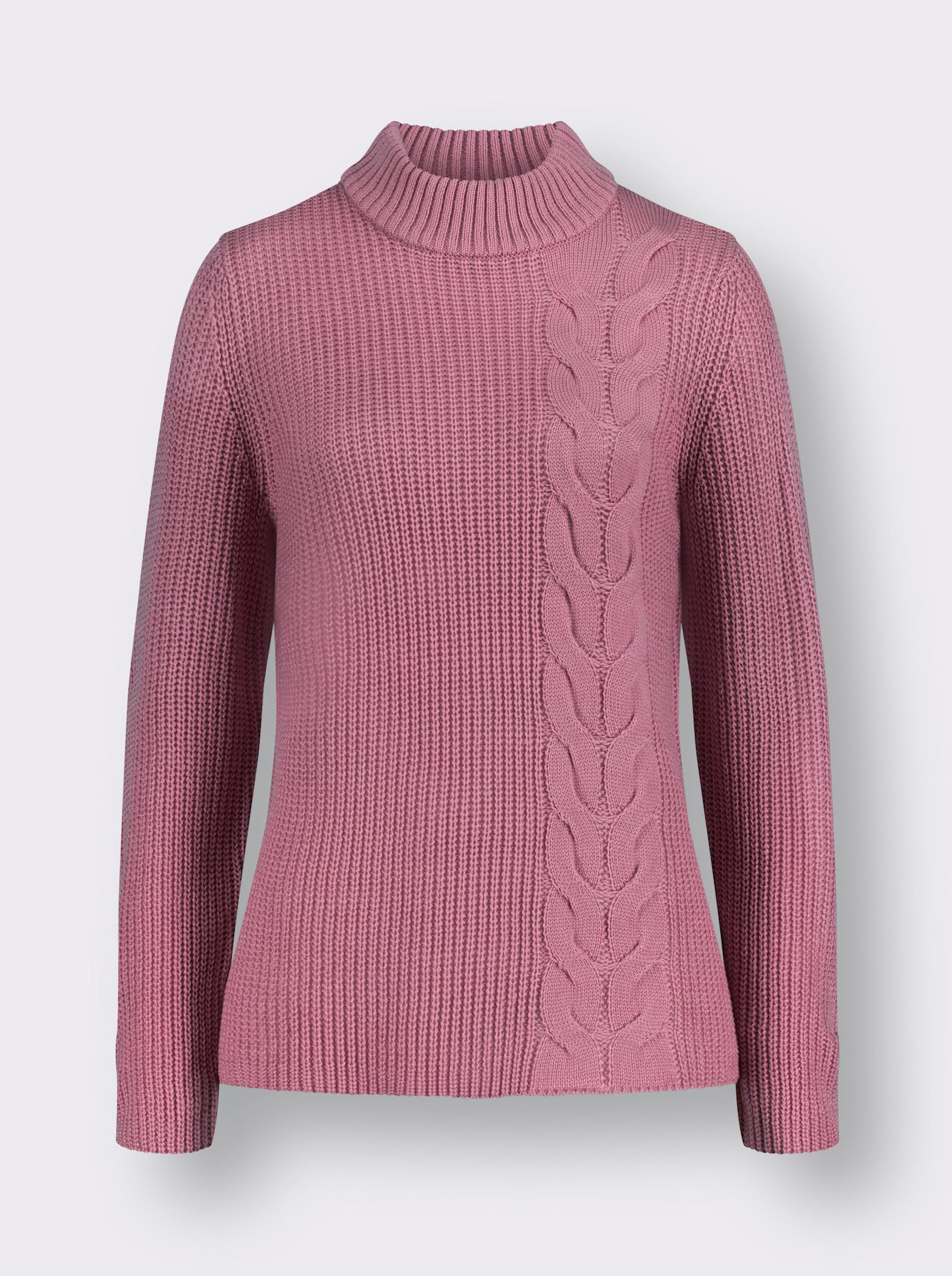 Langarm-Pullover mit Zopfmuster - altrosa