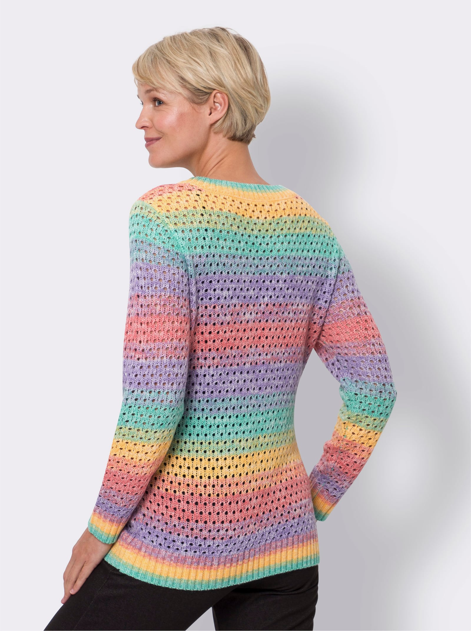 Ajourpullover mit Farbverlauf - lavendel-gemustert