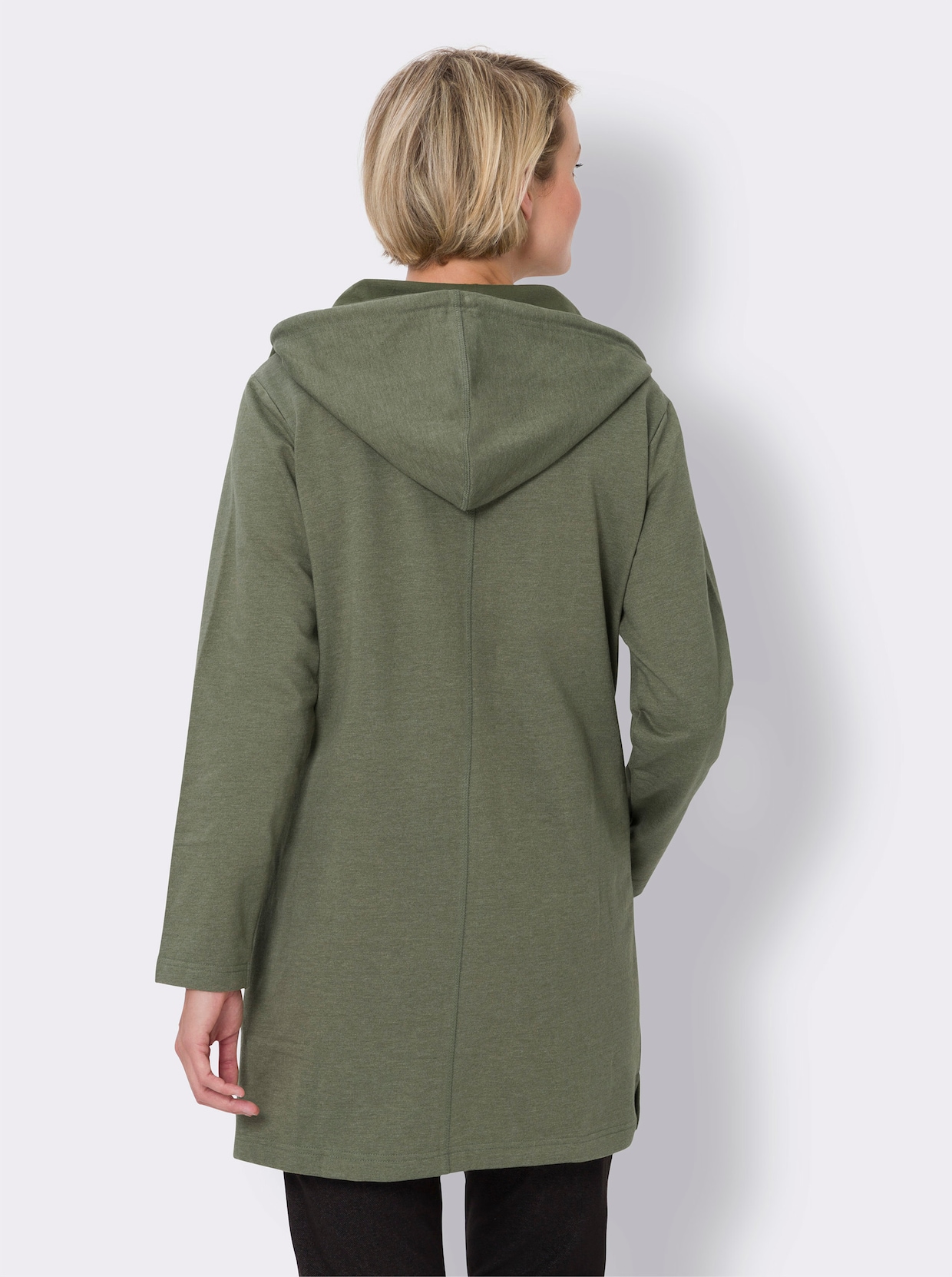 Long-Shirtjacke - khaki-meliert