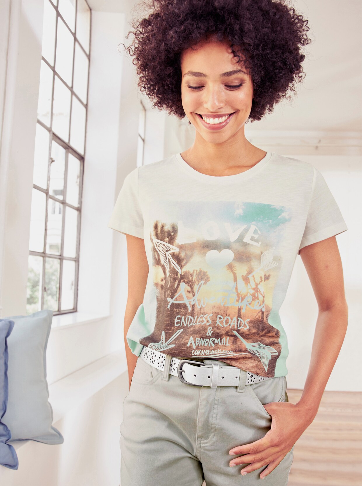 heine Shirt - kalkmint-bedruckt