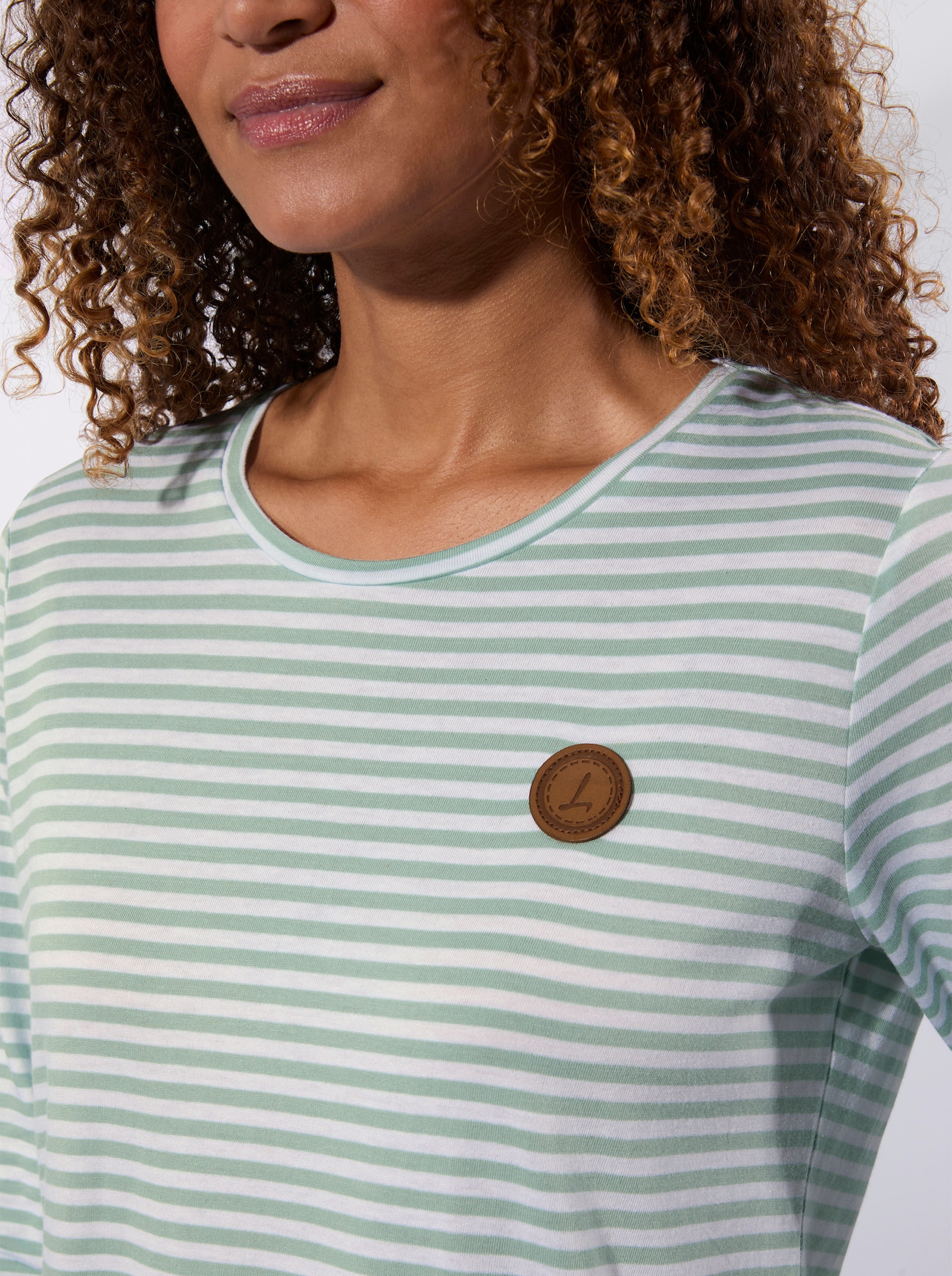 3/4-Arm-Shirt im Ringel-Dessin - kalkmint-weiß-geringelt