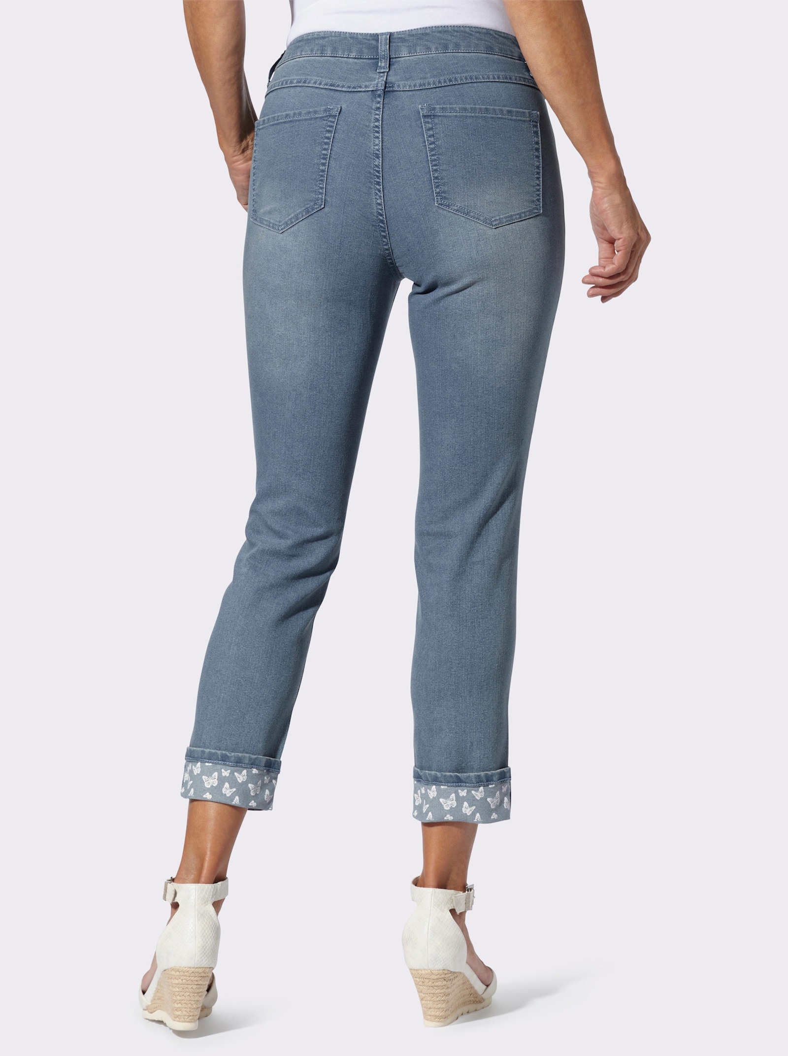 7/8-jeans met vlinderinzetten - blue-bleached