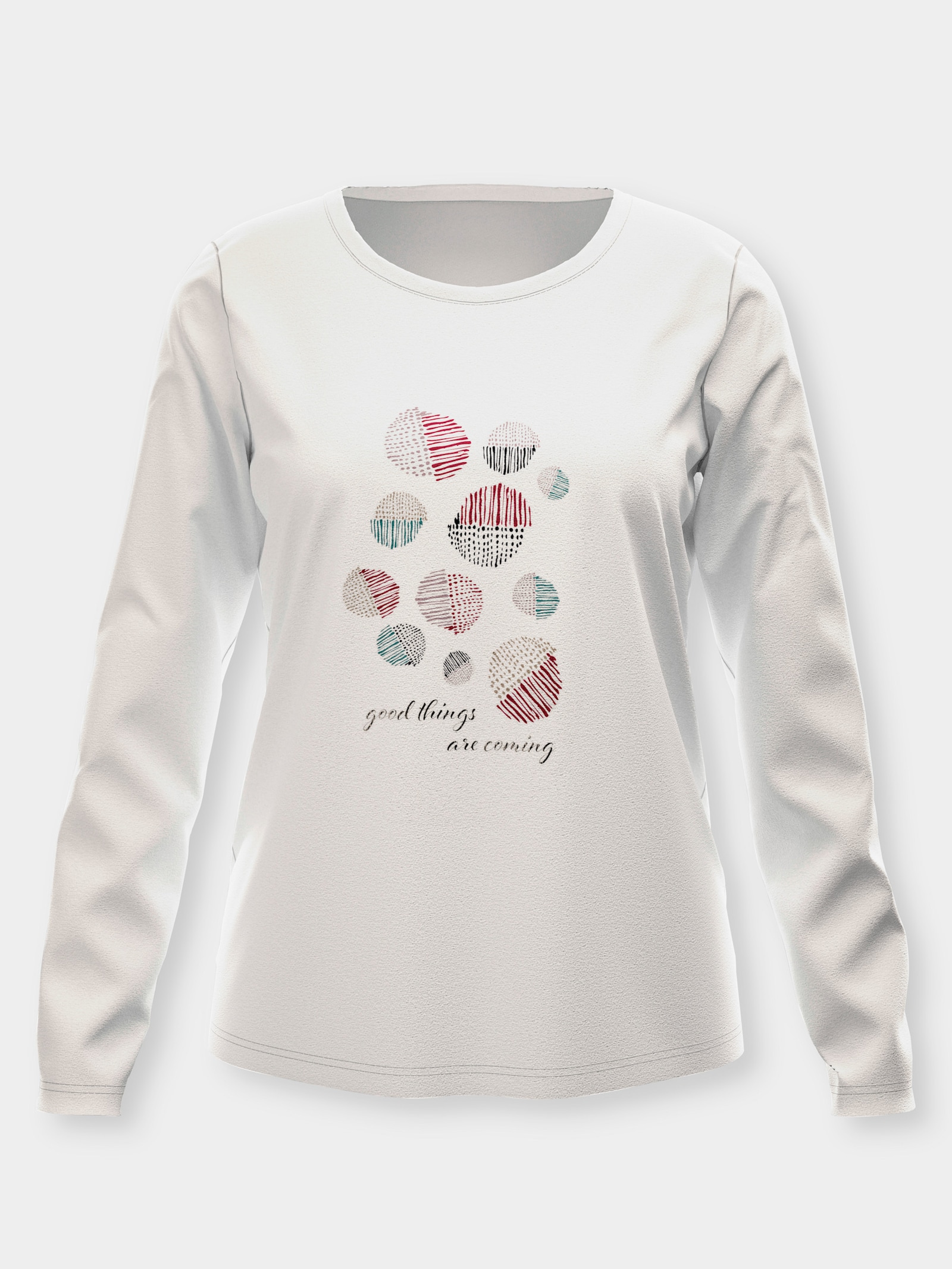 Langarmshirt mit platziertem Druck - ecru