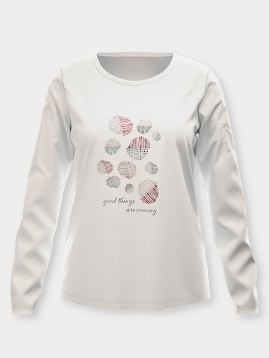 Langarmshirt mit platziertem Druck - ecru