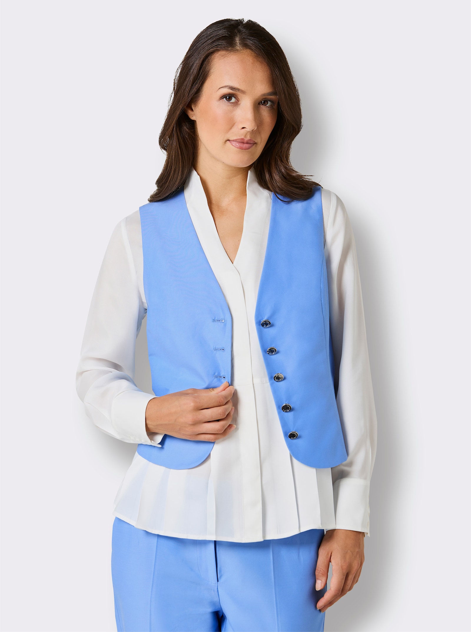 CREATION L PREMIUM Anzugweste mit edler Seide - himmelblau