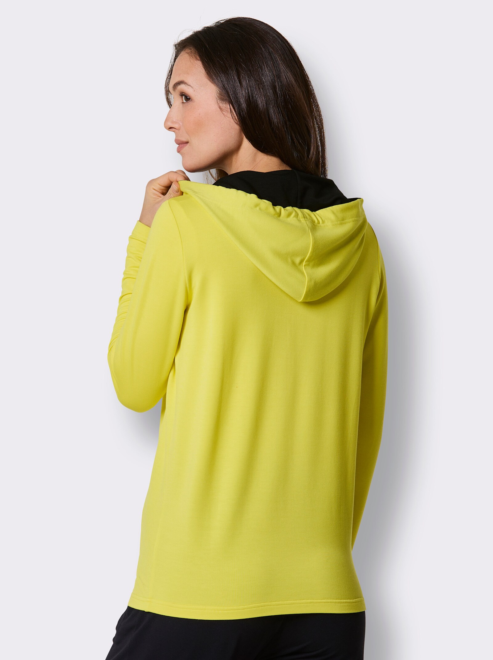 CREATION L PREMIUM Jacke mit Glitzersteinchen-Applikation - limone-schwarz