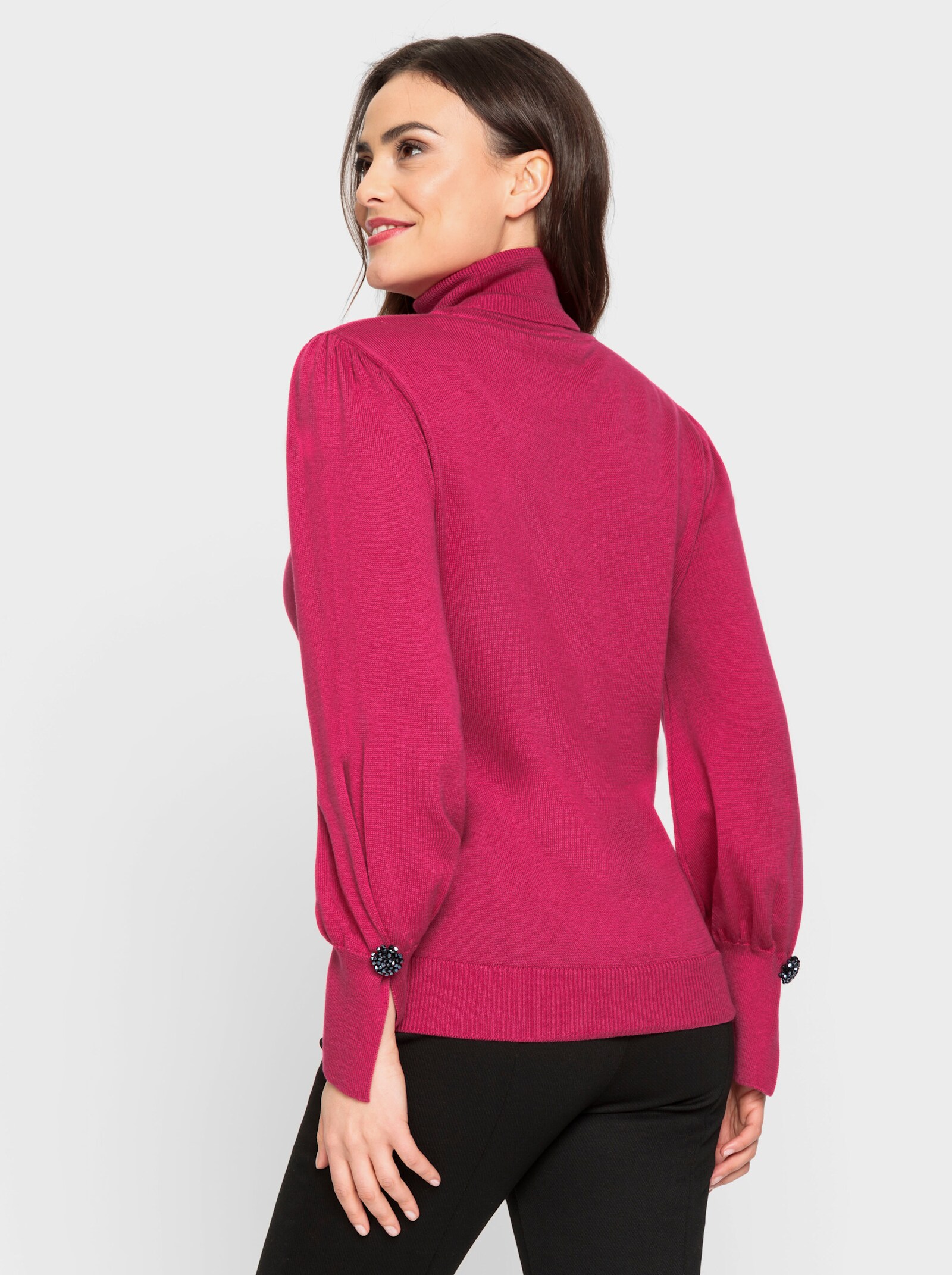 heine Rollkragenpullover mit Puffärmeln - pink