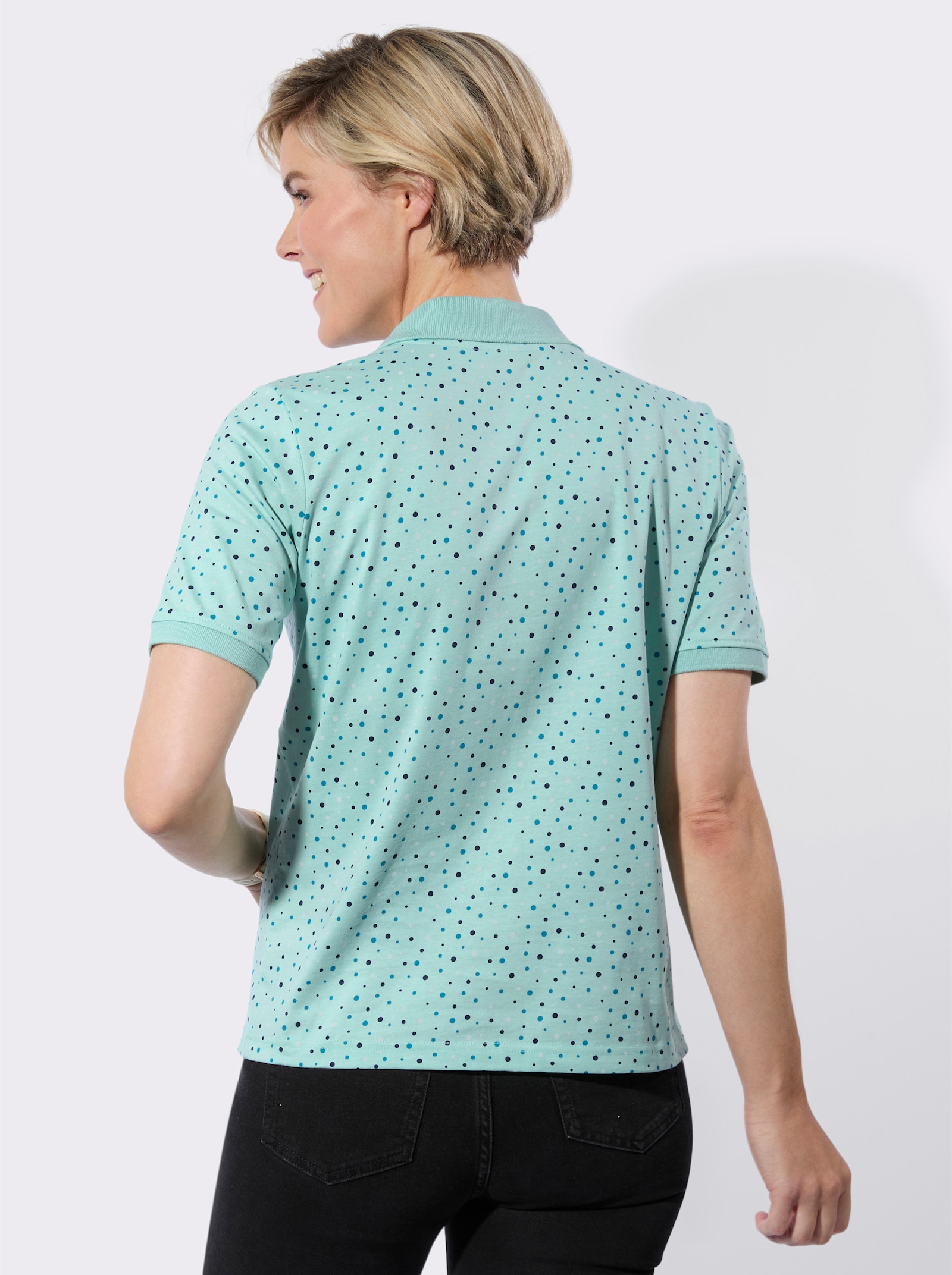 Poloshirt im Tupfendessin - mint-aquapetrol-getupft