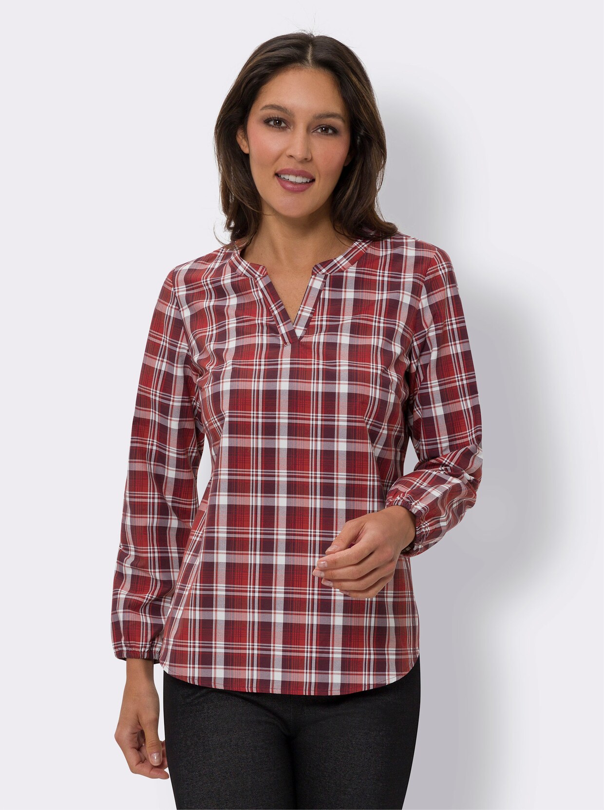 Geruite blouse - rood/bordeaux geruit