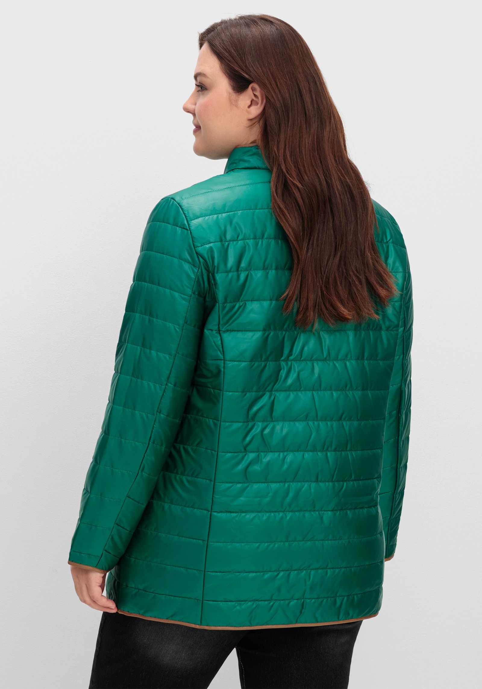 Steppjacke mit kontrastfarbigem Futter - tannengrün