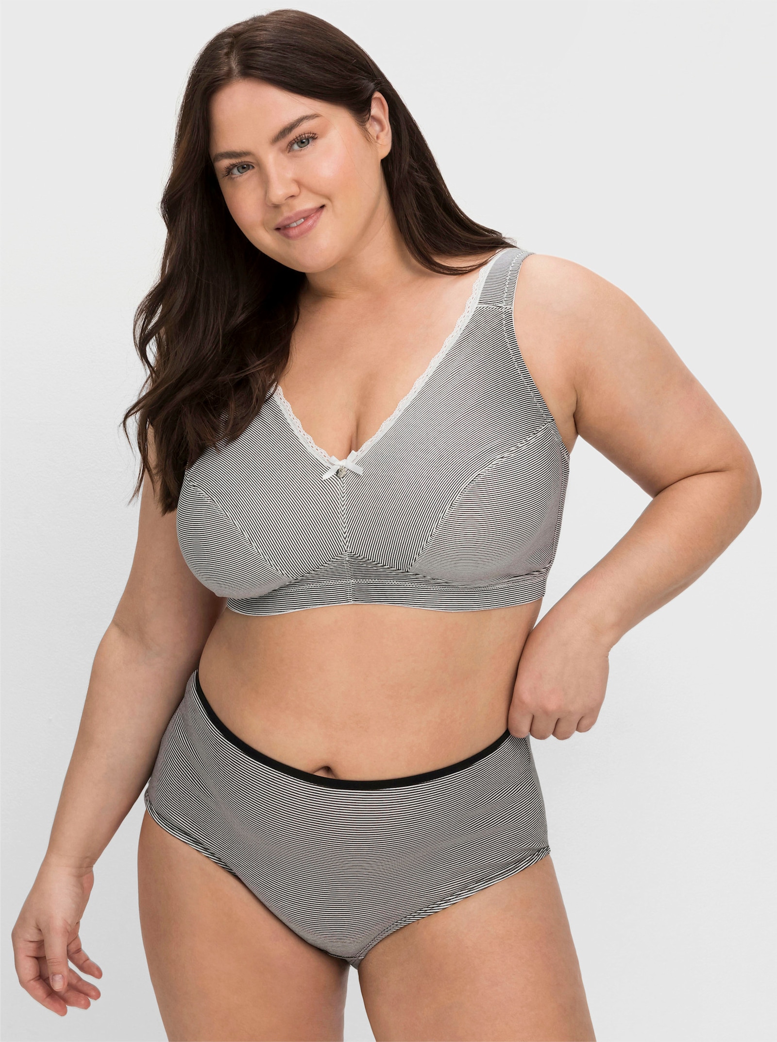 sheego BH ohne Bügel im Doppelpack - anthrazit + weiß