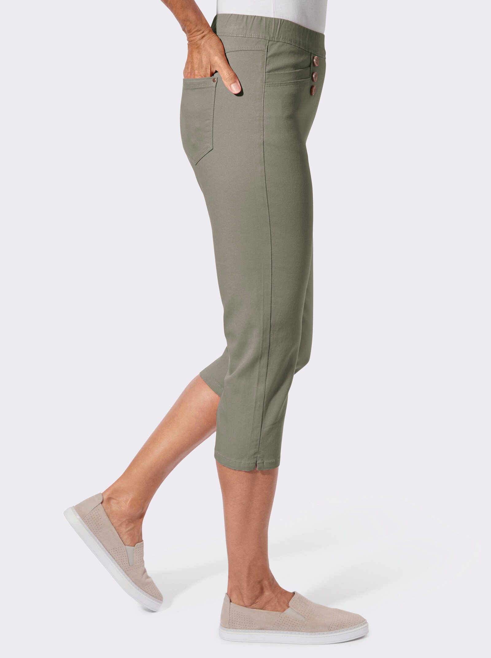 Caprijeans in Baumwoll-Stretch-Qualität - khaki