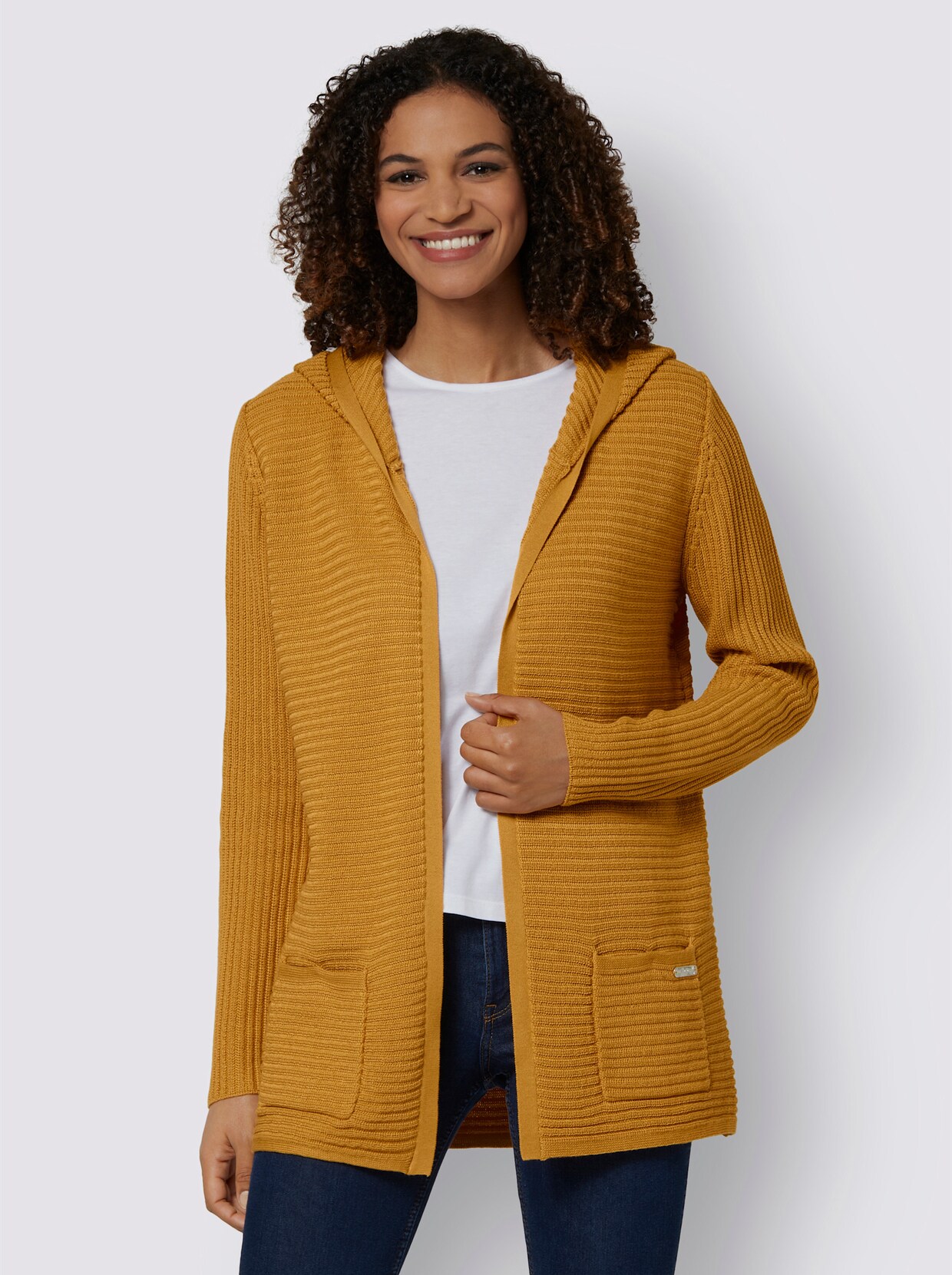 Strickmantel - ocker