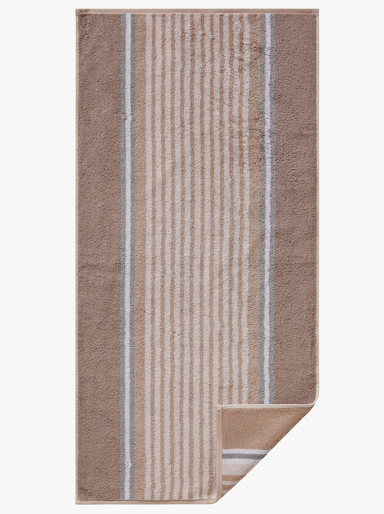 Cawö Handdoek - beige gestreept