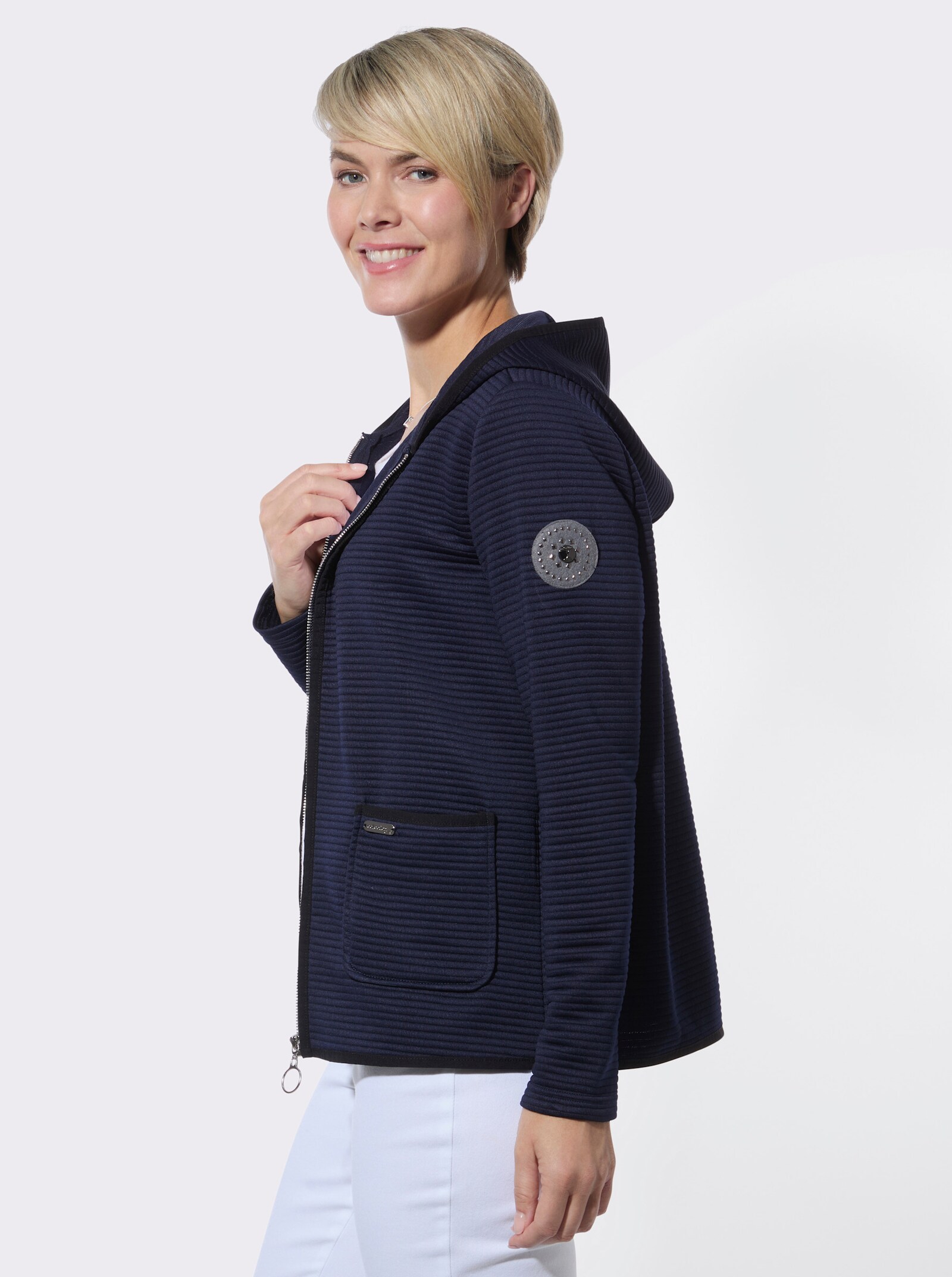 Shirtblazer mit Kapuze - marine