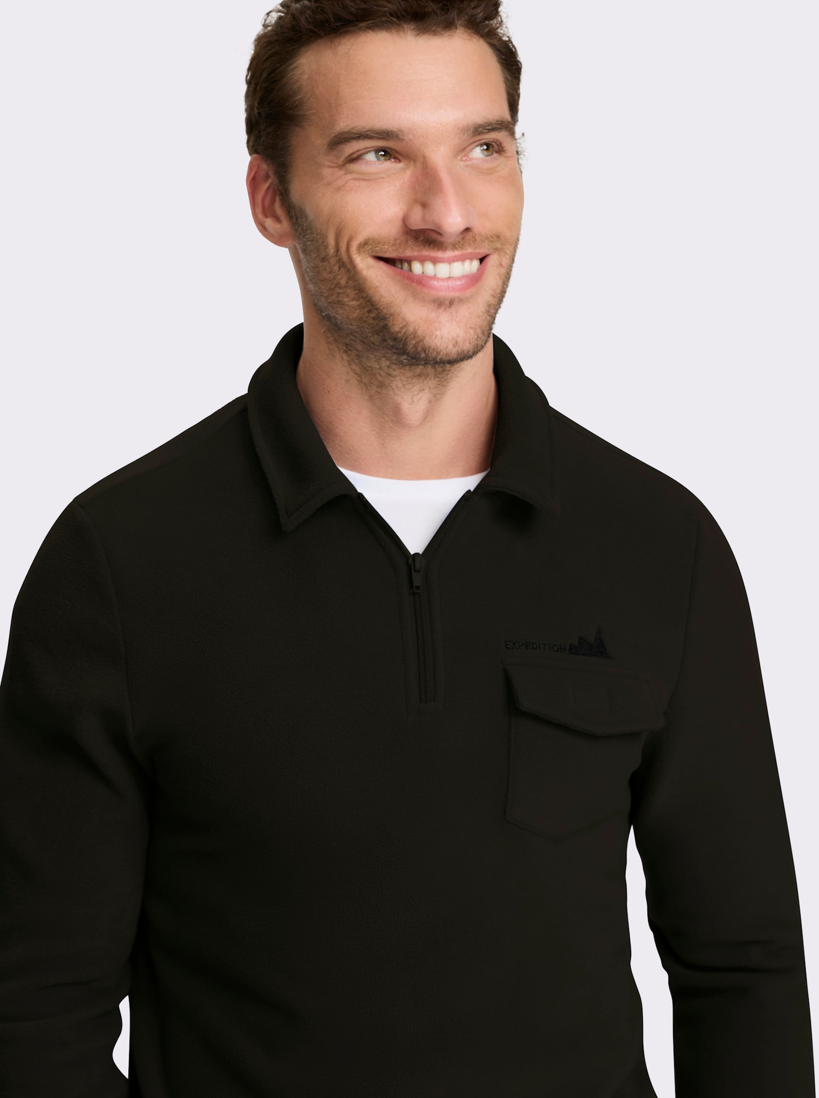 Catamaran Fleeceshirt mit Klettverschluss-Brusttasche - graphit