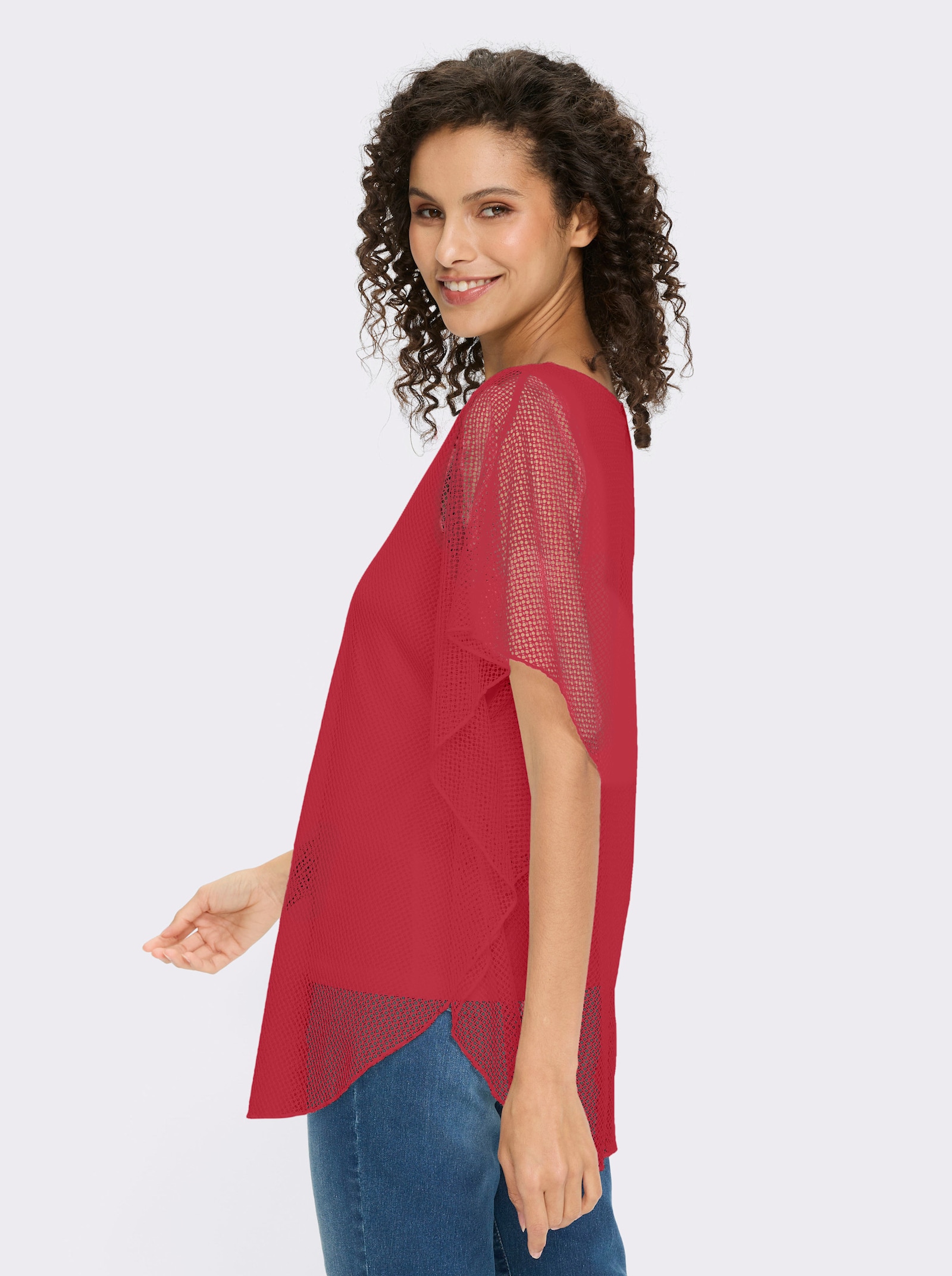 heine Kurzarmshirt im Poncho-Stil - erdbeere