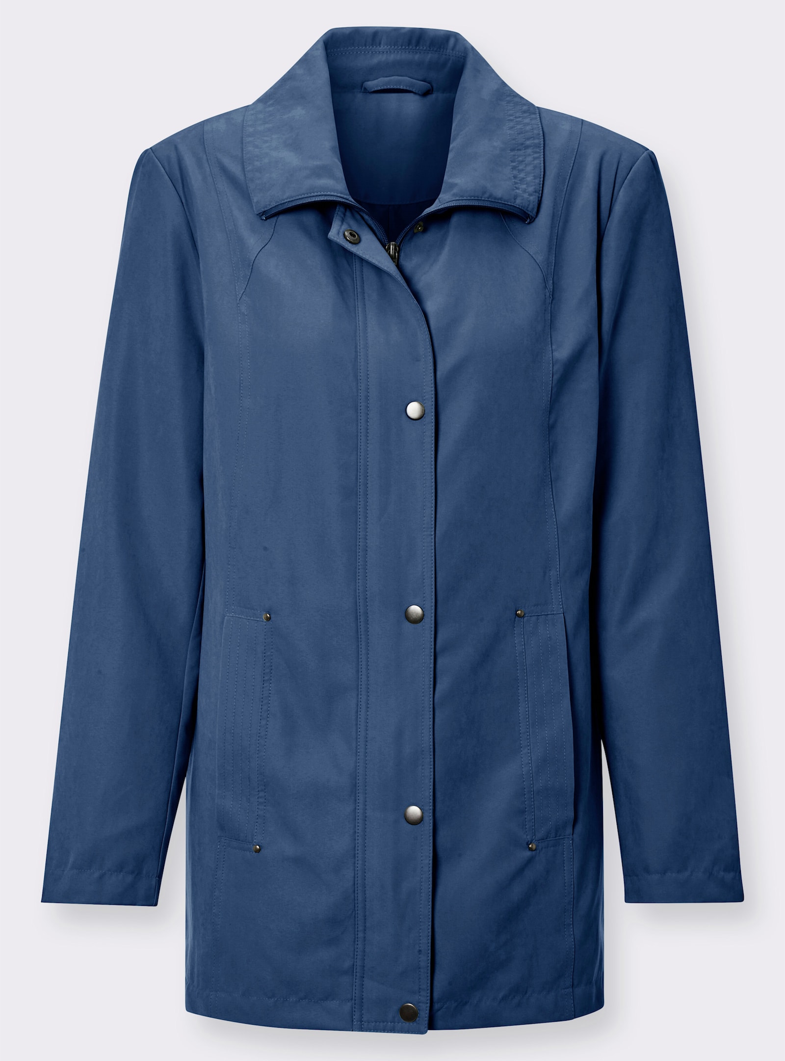 Prechodná bunda, velúrová koža - džínsová modrá