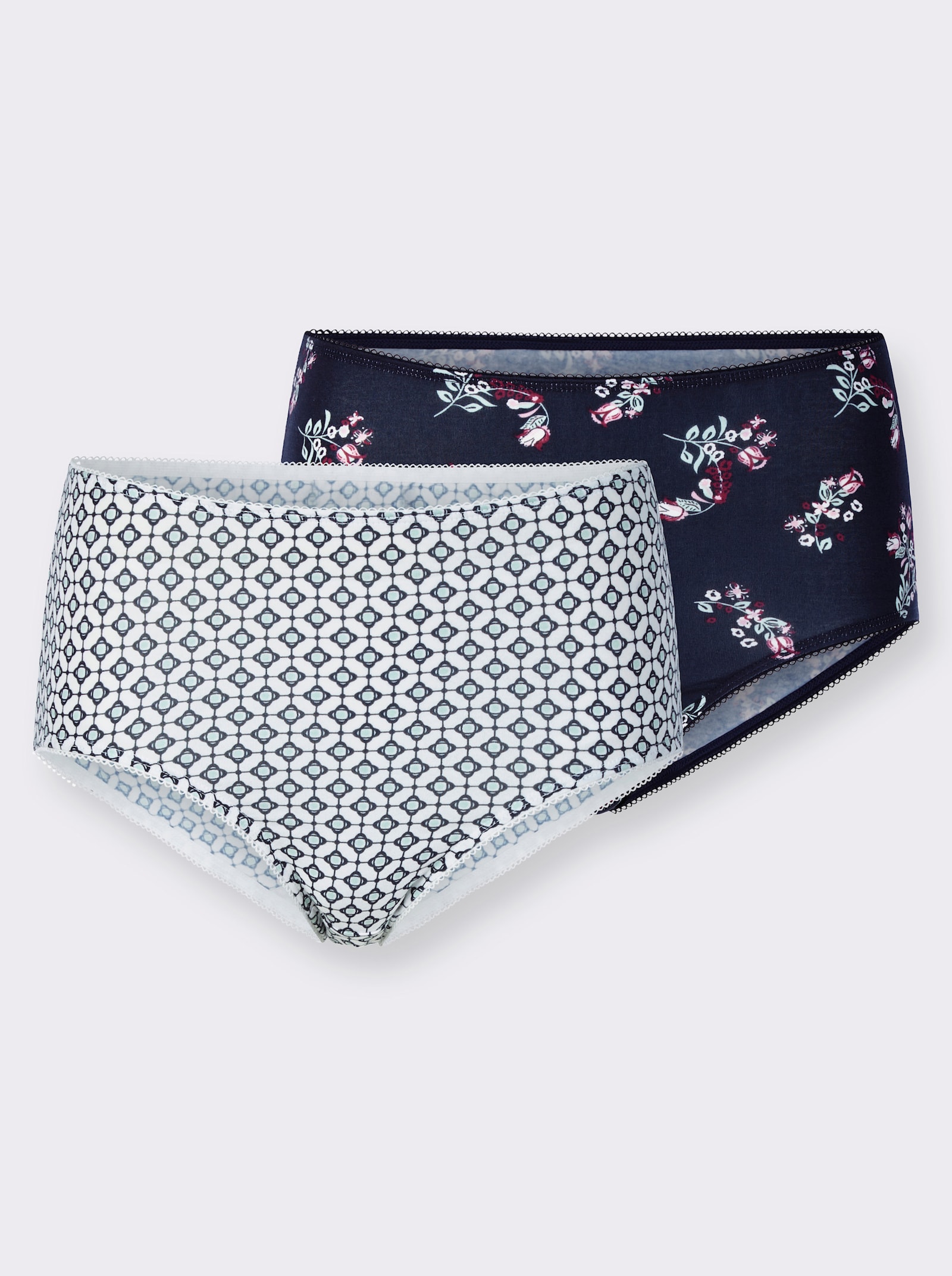 Tailleslip in set van 2 - marine bedrukt + kalkmint bedrukt