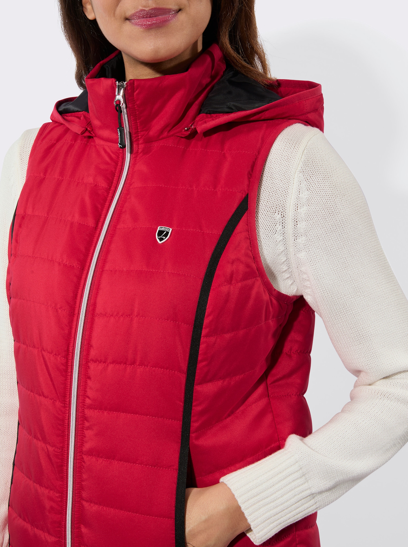 Steppweste mit abnehmbarer Kapuze - rot