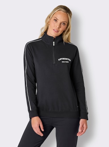 feel good Langarmshirt mit Zipper - schwarz-weiß